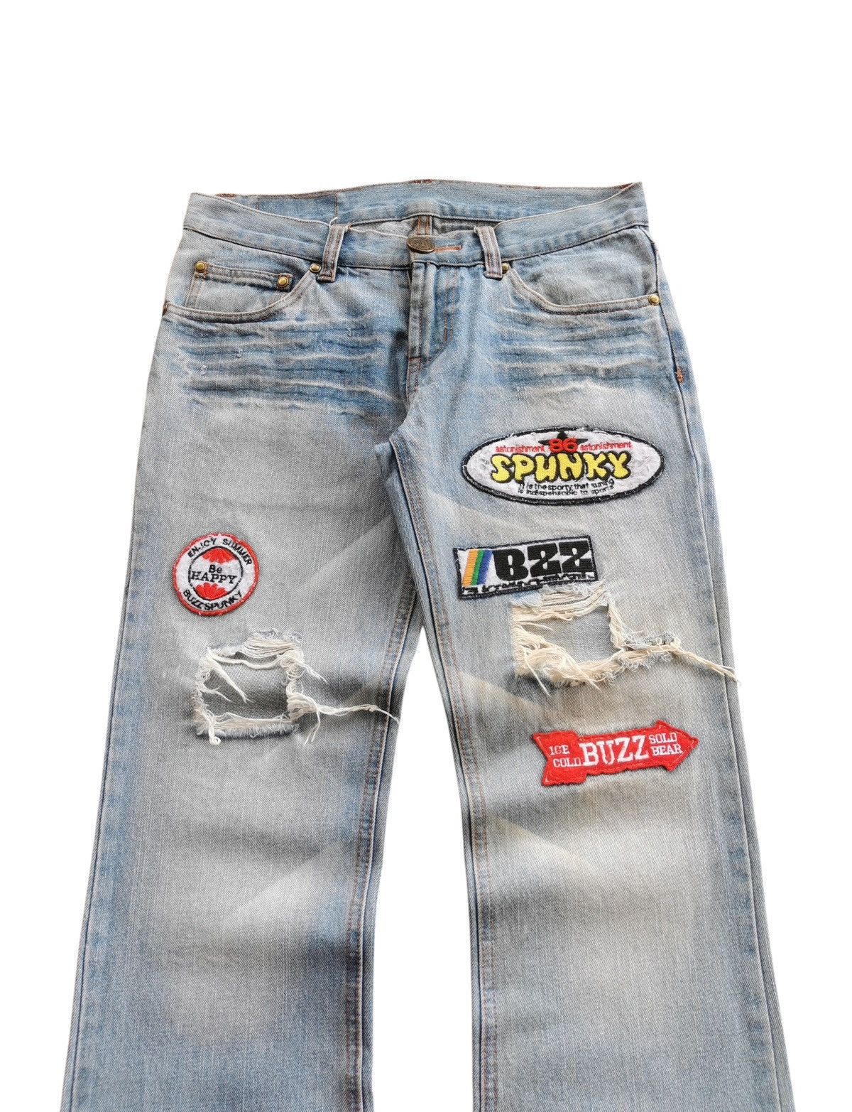 Japanese Brand Vintage Japanese Brand Buzz Spunky Patched Denim Flare Jeans Size US 32 / EU 48 - 4 Thumbnail