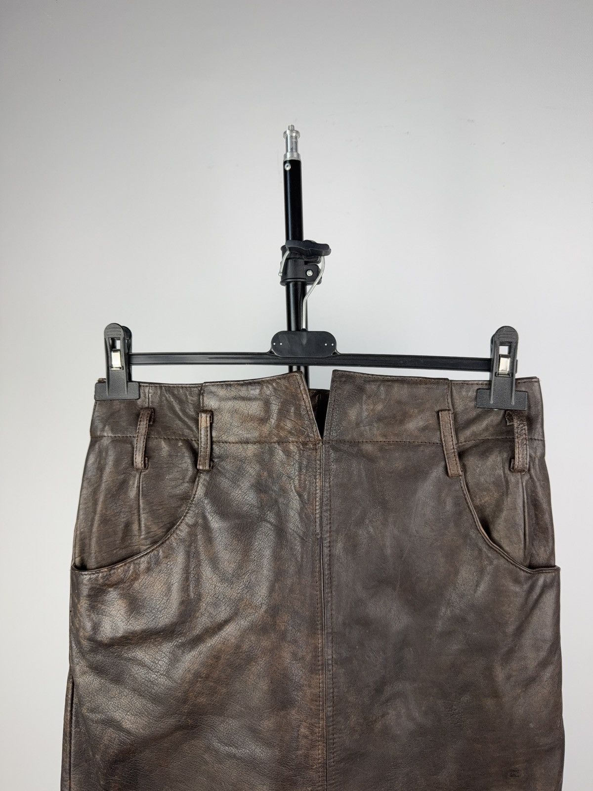 Leather Vintage 90s Retro Punk Rock Avant Garde Real Leather Skirt Size 28" / US 6 / IT 42 - 3 Thumbnail
