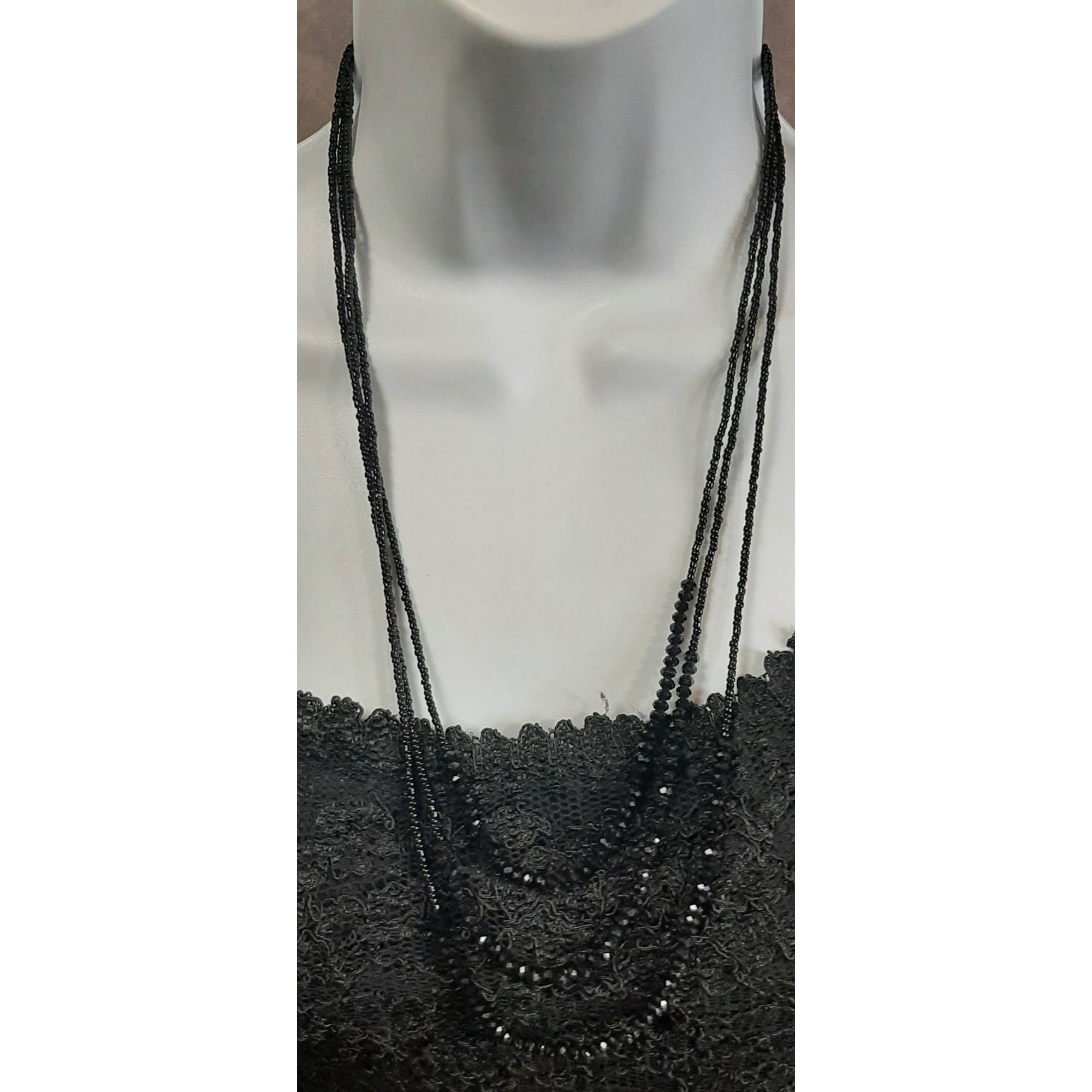 Other Gothic Black Beaded Multi-Strand Necklace With Faceted Glass Size ONE SIZE - 2 Thumbnail