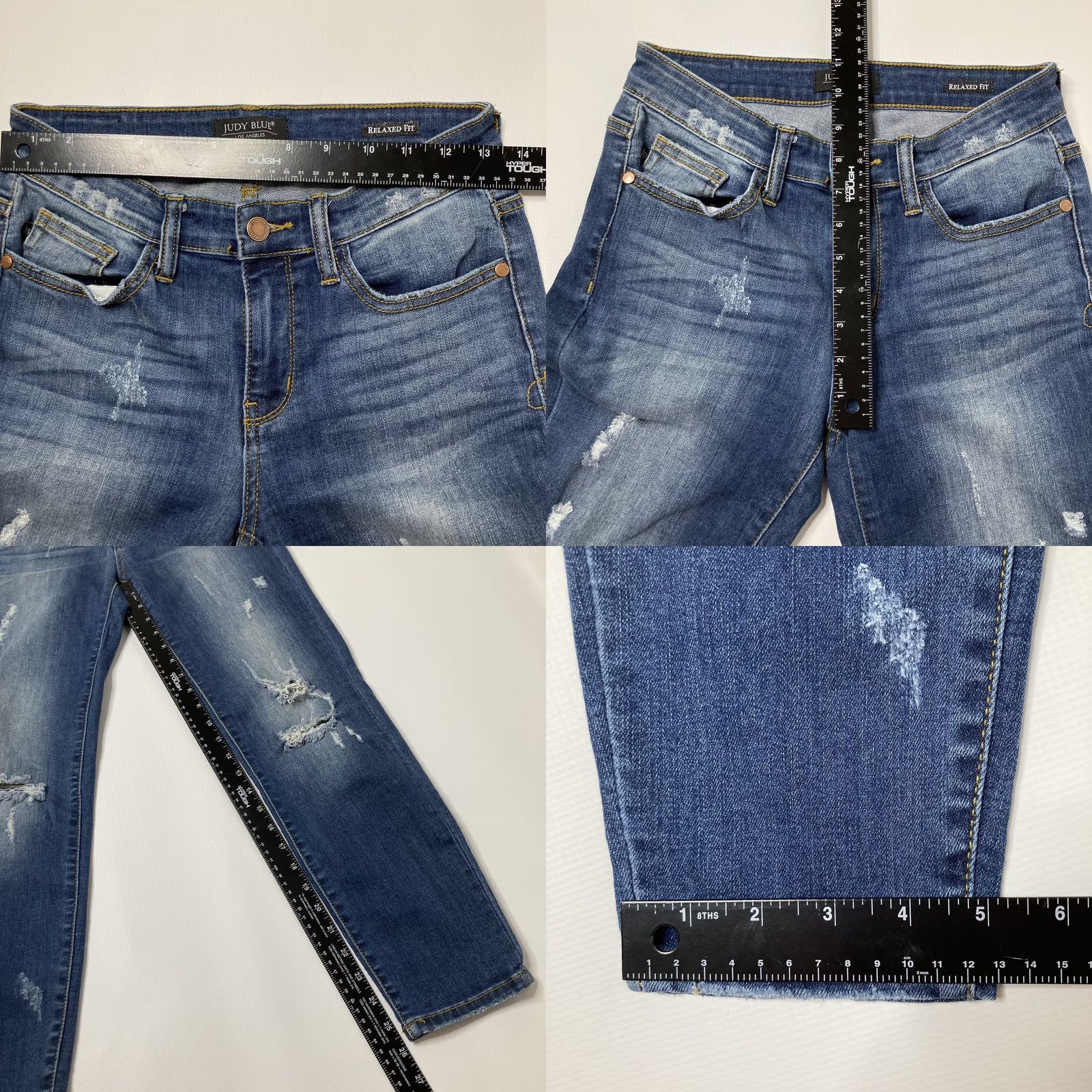 Vintage Judy Blue Relaxed Fit Crop Jeans Distressed Ripped Medium Wash 28x27 Size 28" / US 6 / IT 42 - 8 Thumbnail