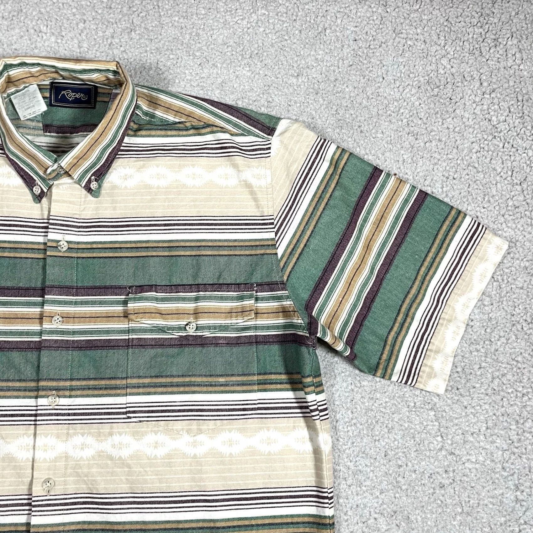 Roper Vintage Roper Shirt Mens L Western Aztec Stripe Cowboy Short Sleeve Button Down Size US L / EU 52-54 / 3 - 5 Thumbnail