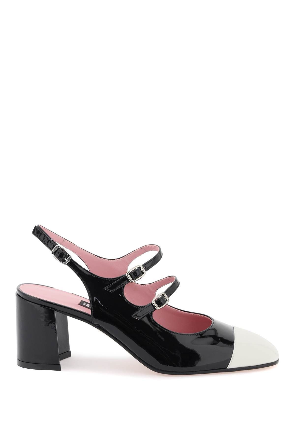 image of Carel Paris Carel Patent Leather Papaya Slingback Mary Jane Shoes in Noir Ivoire, Women's (Size 7)