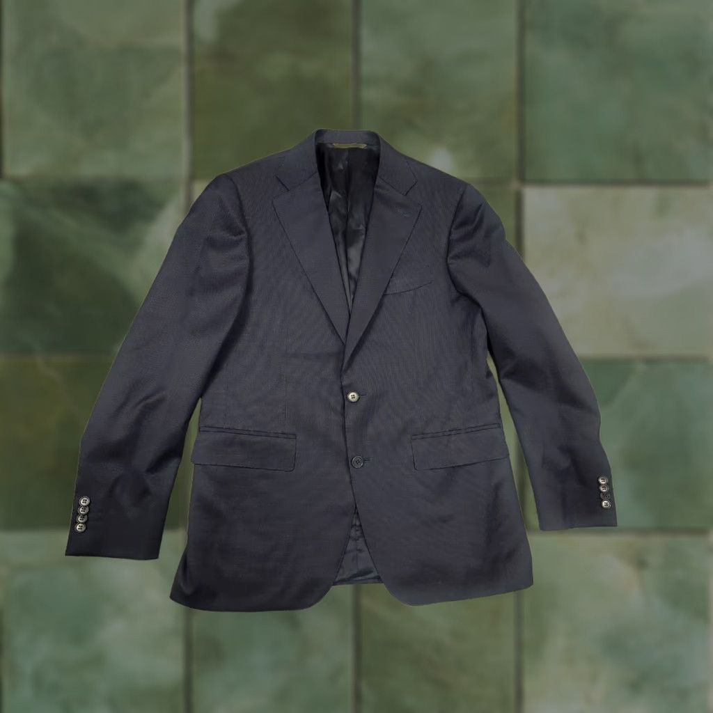 Canali Canali Italy Design 15280 Modern Fit 2 button Business Classic Suit Dark Blue Wool Size 50R - 1 Thumbnail