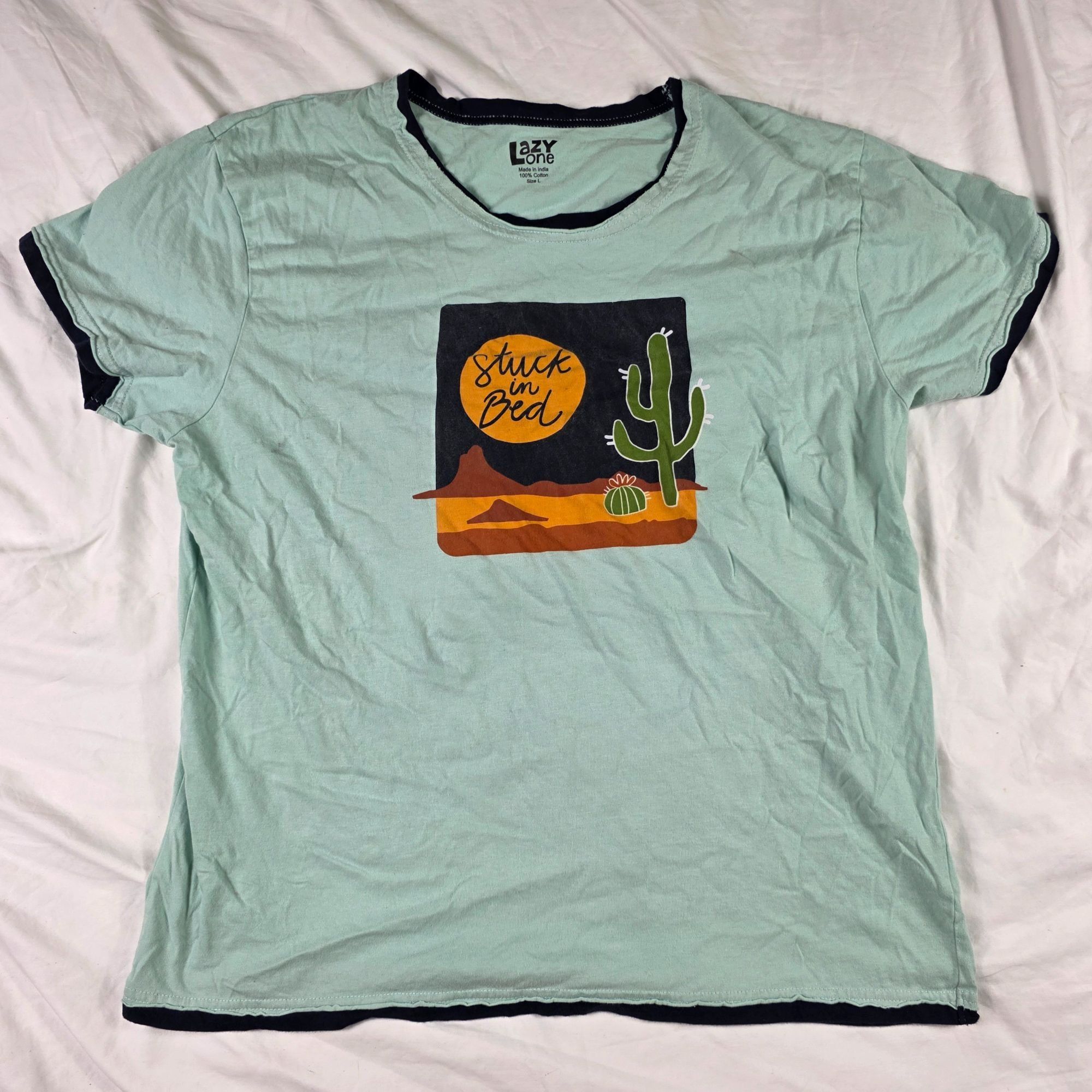 Other Lazy One Stuck In Bed Graphic Adults Size Large Mint Green S Size L / US 10 / IT 46 - 1 Thumbnail