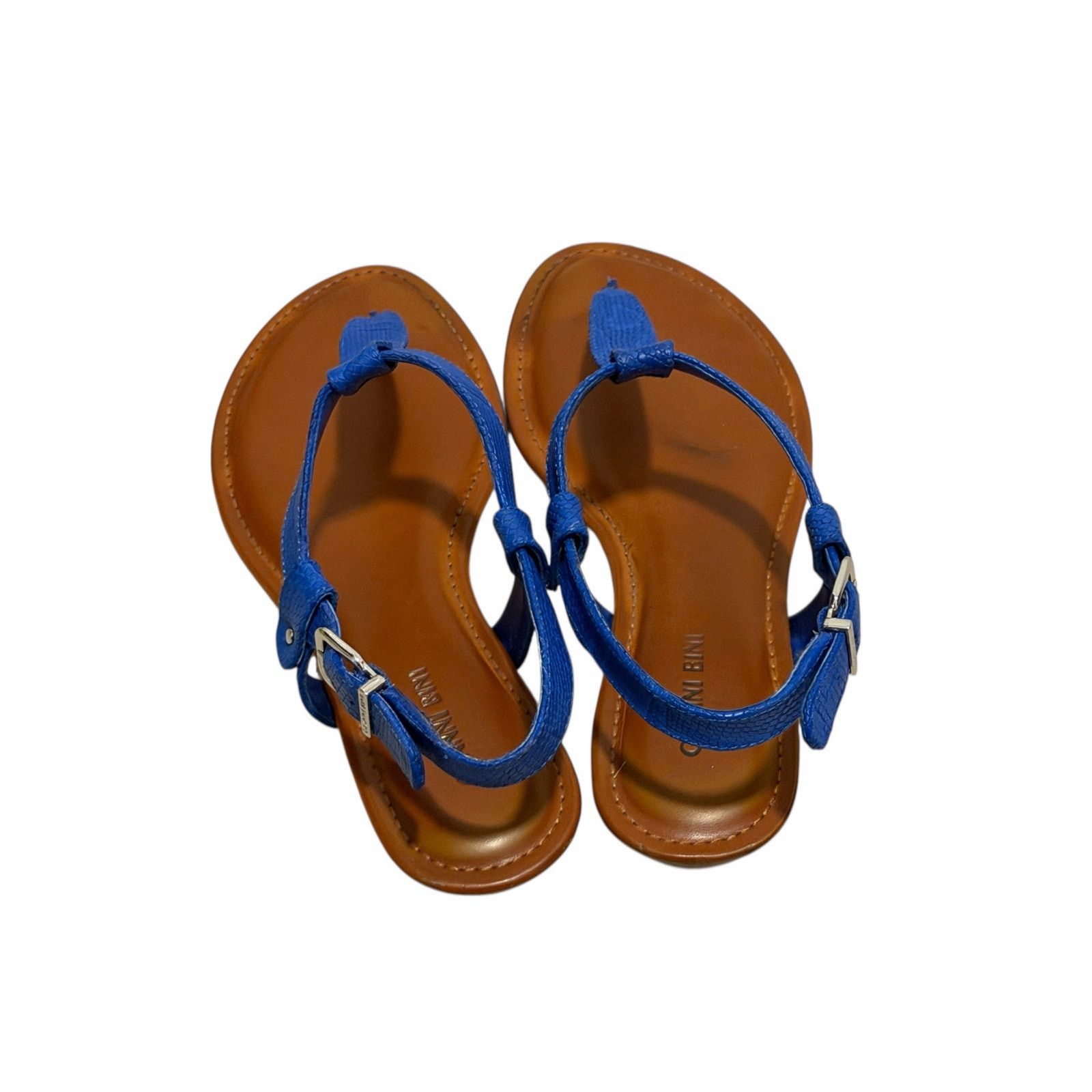 Other Gianni Bini Blue Open Toe Buckle Closure T-Strap Sandals Size US 9.5 / IT 39.5 - 4 Thumbnail