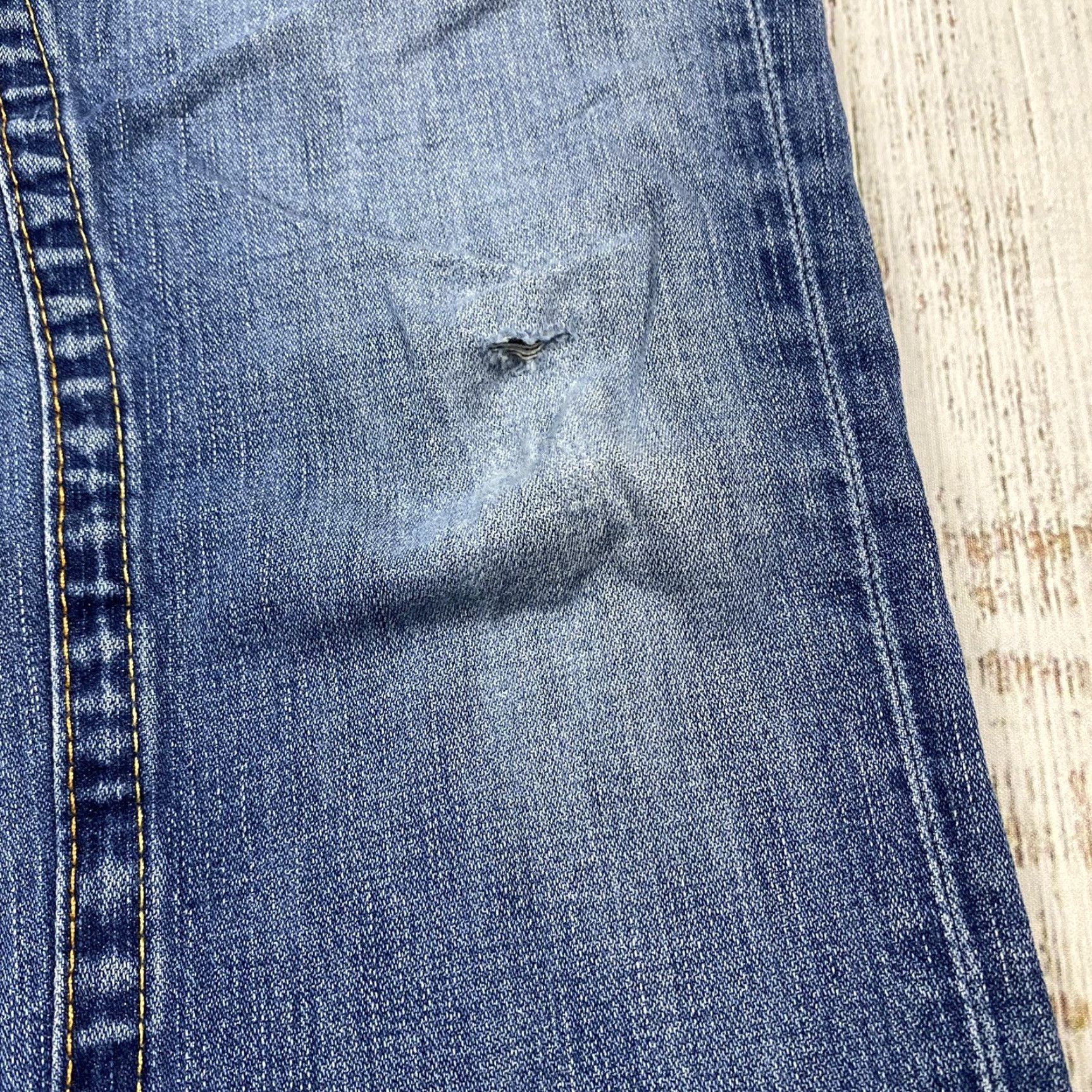 True Religion VINTAGE True Religion Ricky Straight Leg Distressed Denim Jeans Blue 29 (32x34) Mens 90s Size US 29 - 3 Thumbnail