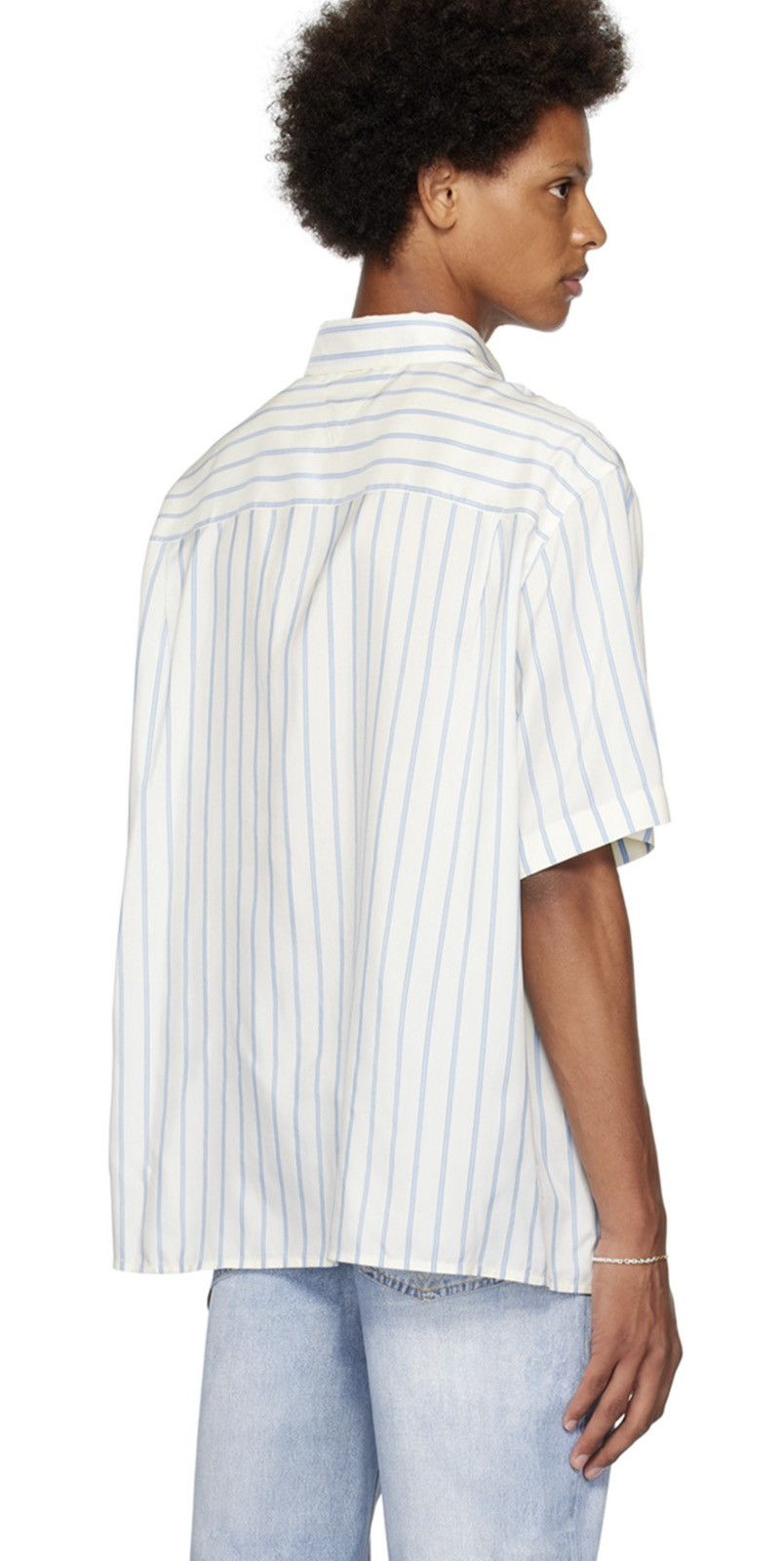 Bottega Veneta Bottega Veneta Silk Striped Short Sleeve Shirt Size US M / EU 48-50 / 2 - 4 Thumbnail