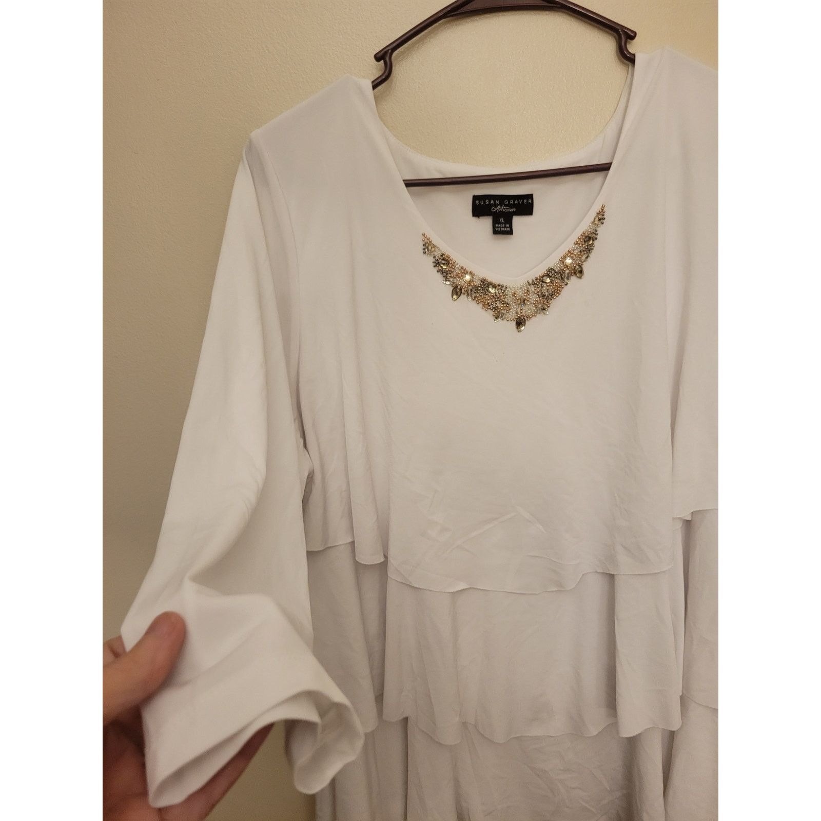 Other Susan Graver White Designer Gem top XL Size XL / US 12-14 / IT 48-50 - 5 Thumbnail