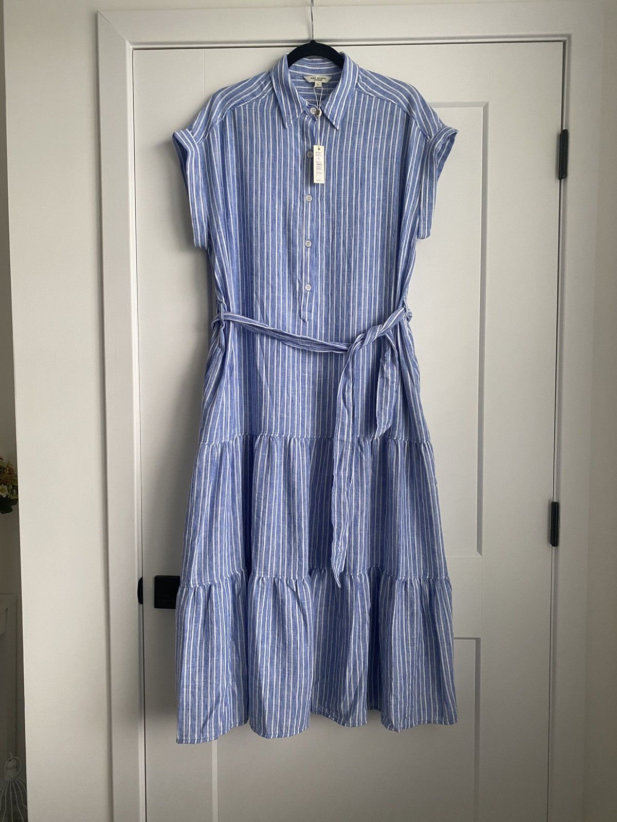 Other NWT 168$ Max Studio Cap Sleeve Tiered Maxi Shirtdress Size L / US 10 / IT 46 - 2 Thumbnail