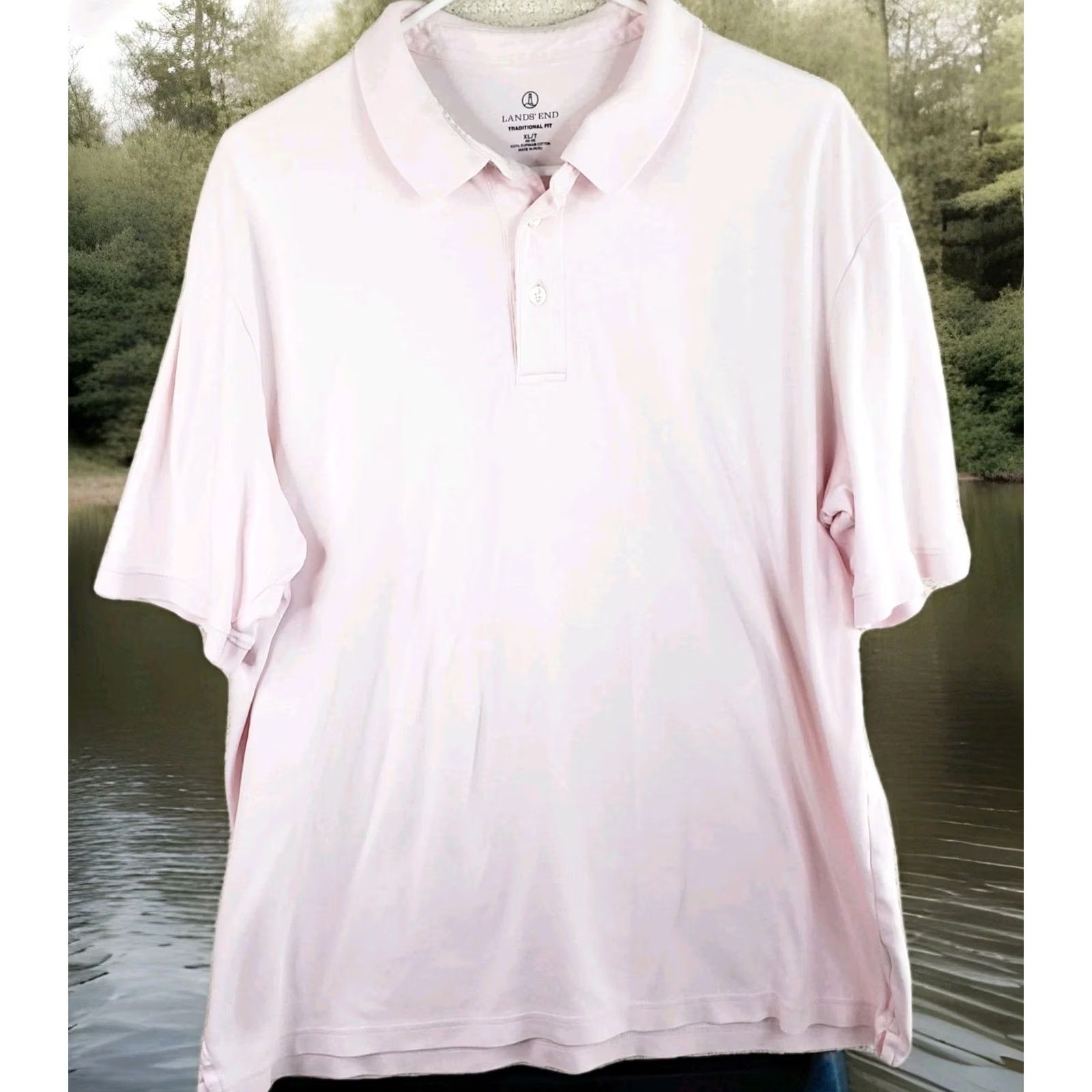 Lands' End Lands' End Polo Shirt Mens XLT Pink 100% Supima Cotton Short Sleeve Cool Wearing Size US XL / EU 56 / 4 - 2 Thumbnail