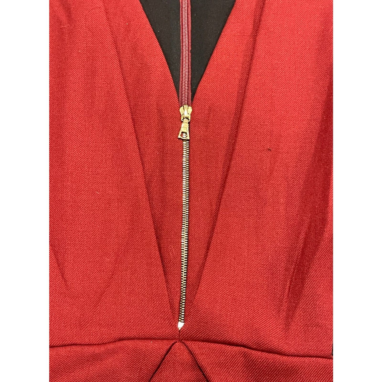 Rebecca Minkoff Arlington Dress Wool Red Black Lambskin Leather Bodycon  Dress 0 Regular Women Knee Length