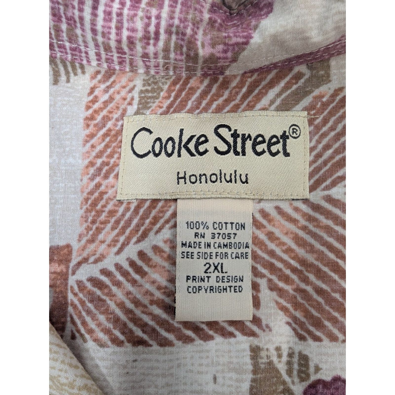 Vintage COOKE STREET Honolulu Hawaiian Shirt Palm Leaf Tropical Beach Cotton 2XL Size US XXL / EU 58 / 5 - 7 Thumbnail