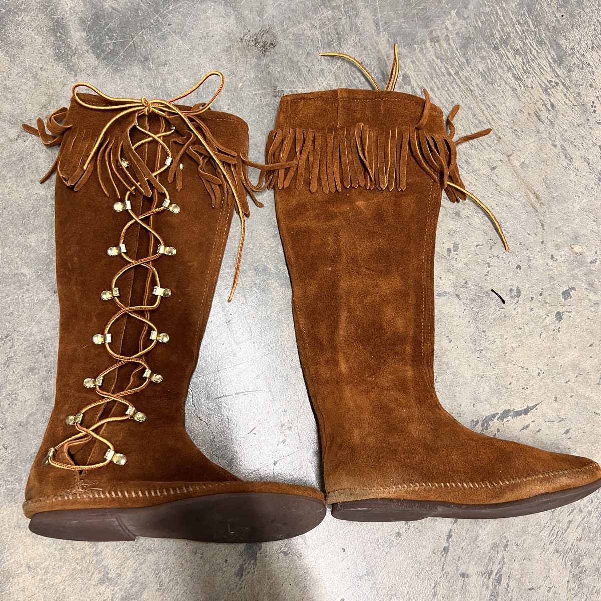 Minnetonka × Vintage 70’s Minnetonka tall lace up knee high fringe boots Size US 8 / IT 38 - 6 Thumbnail