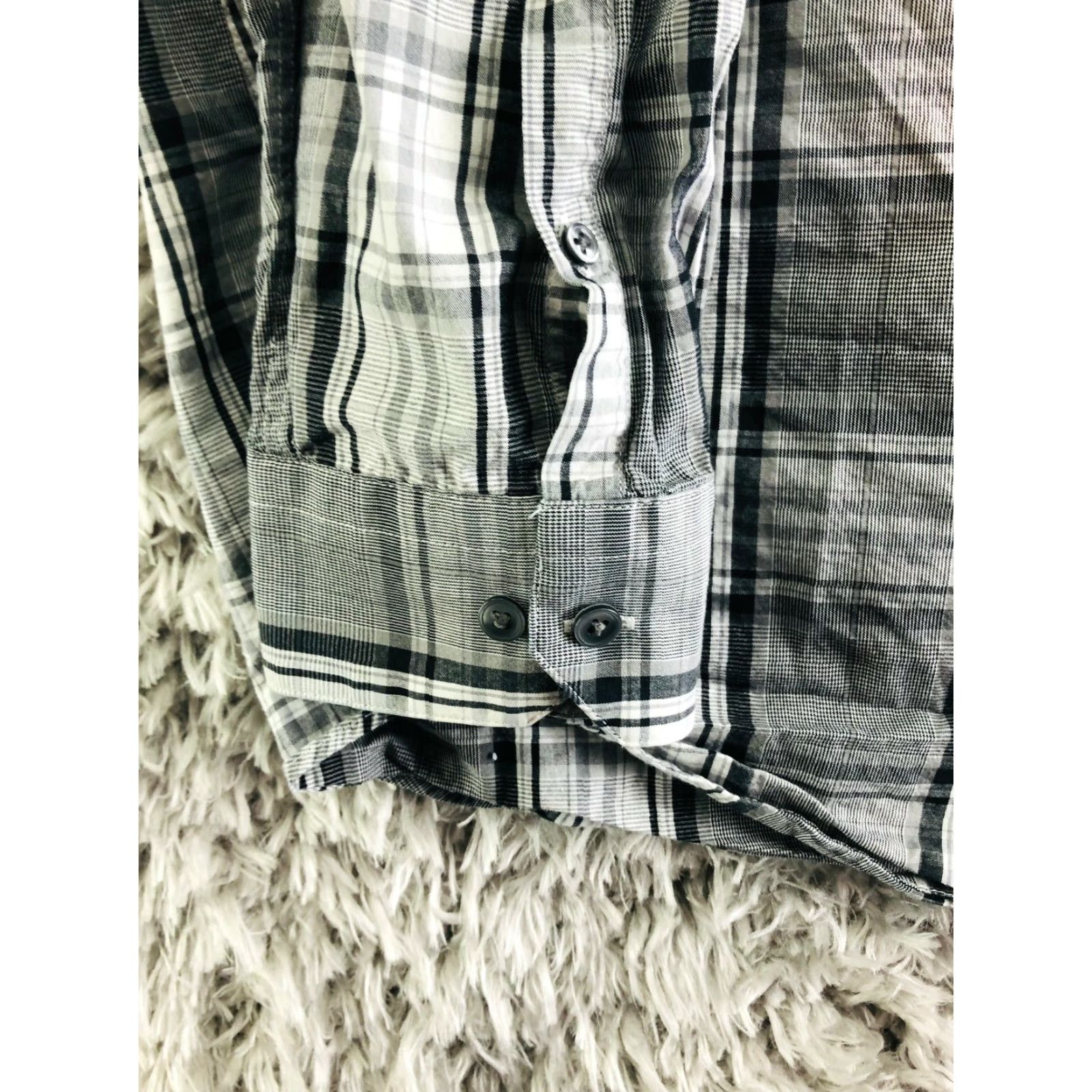 Apt. 9 Apt.9 Mens XXL Gray Plaid Long Sleeve Spread Collar Shirt Size US XXL / EU 58 / 5 - 2 Thumbnail