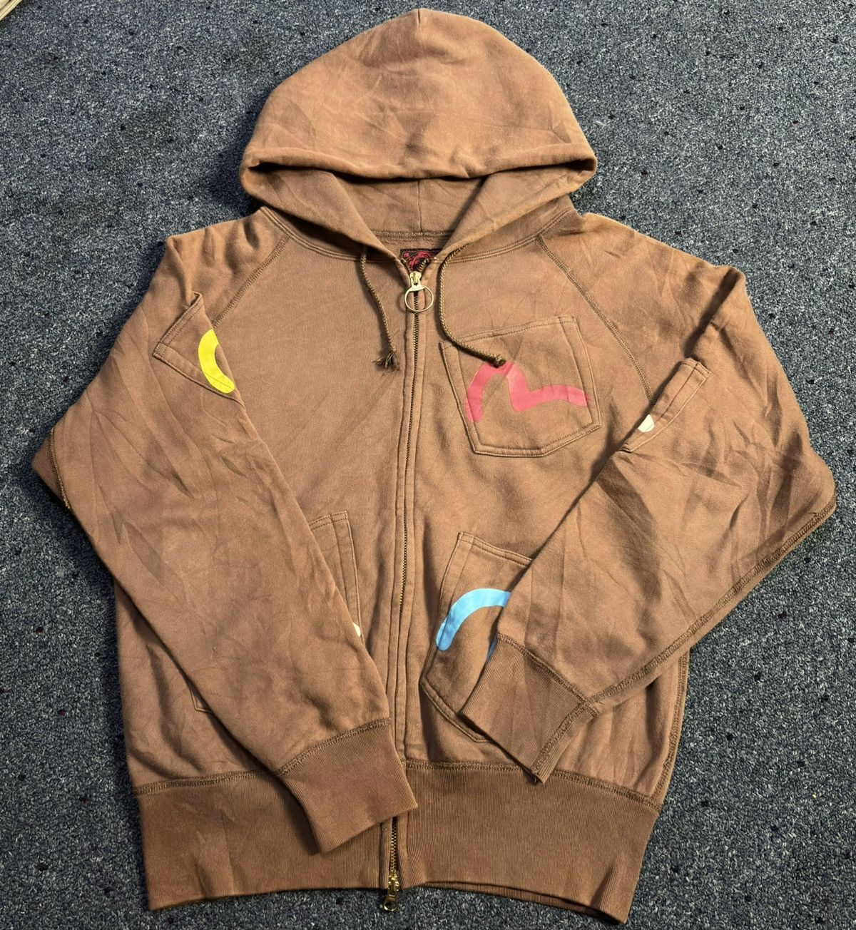 Evisu Evisu Multipocket Zip Hoodie (Brown) – Size 38 Size US S / EU 44-46 / 1 - 1 Thumbnail