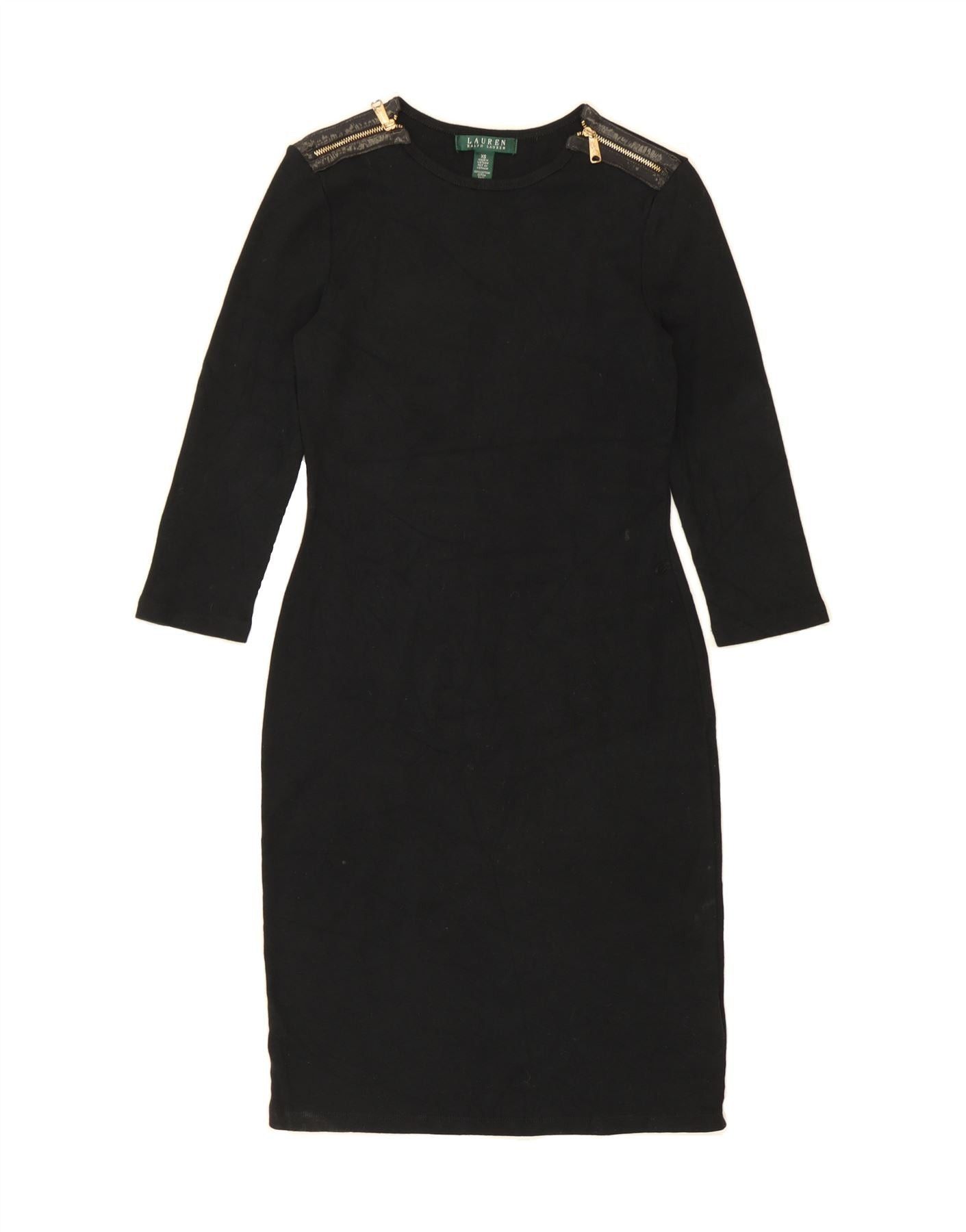 Ralph Lauren Womens 3/4 Sleeve Bodycon Dress UK 6 XS Black Cotton Size XS / US 0-2 / IT 36-38 - 1 Thumbnail