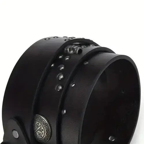 VIBE Punk Inlaid Skull Black Belt Size ONE SIZE - 2 Thumbnail