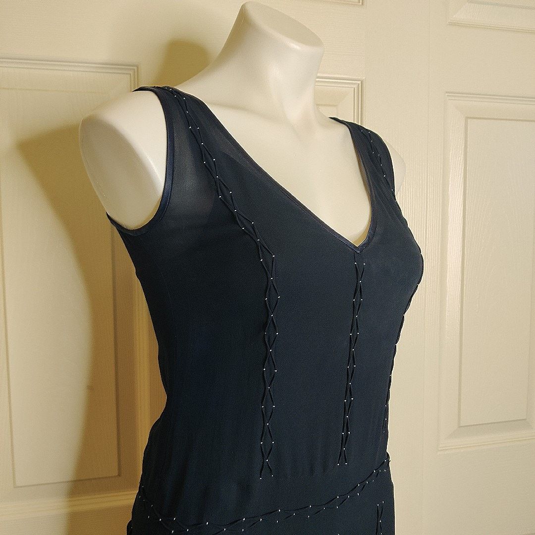 DKNY DKNY 100% silk navy V-neck midi dress sz 4 Size S / US 4 / IT 40 - 3 Thumbnail