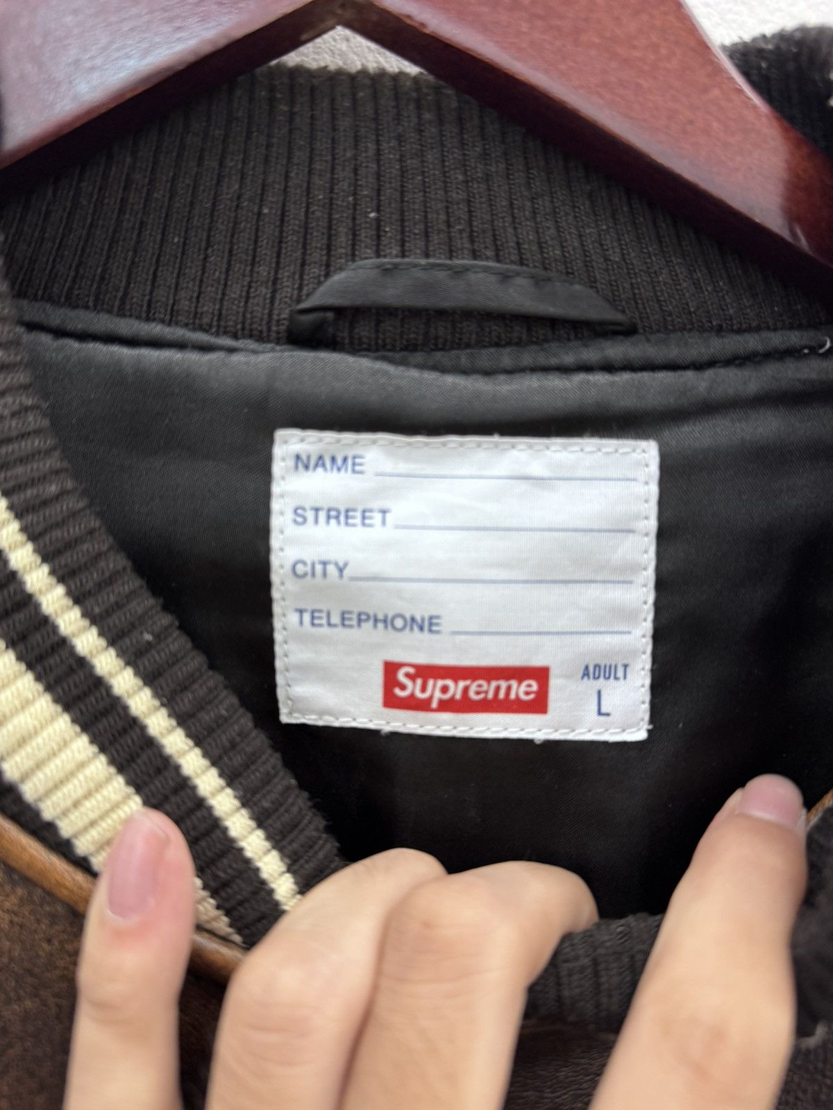 Supreme Supreme Worn Leather Varsity Jacket Size US L / EU 52-54 / 3 - 4 Thumbnail
