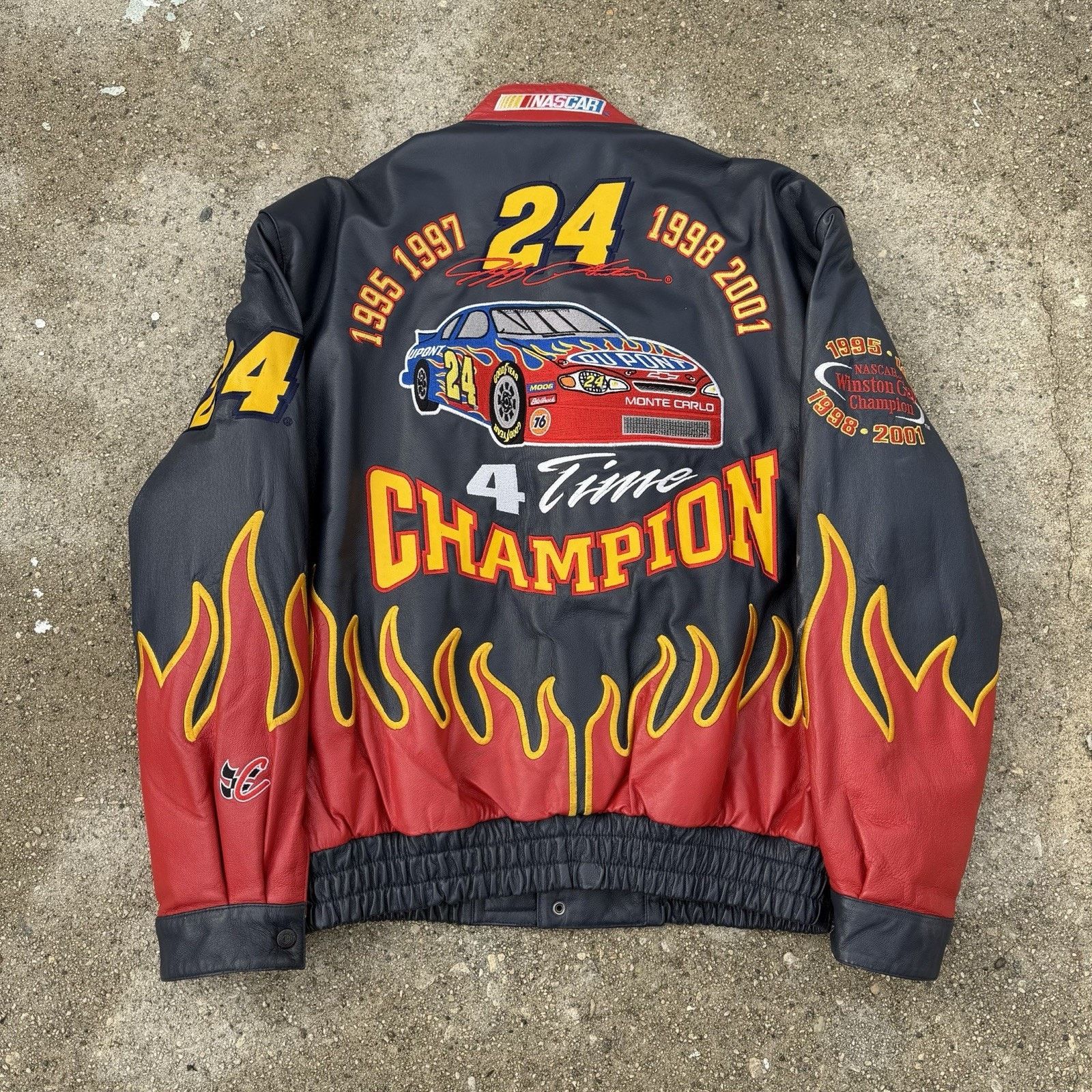 Leather × NASCAR × Vintage Vintage 2001 Chase JH Design Jeff Gordon Leather Jacket Size US L / EU 52-54 / 3 - 1 Thumbnail
