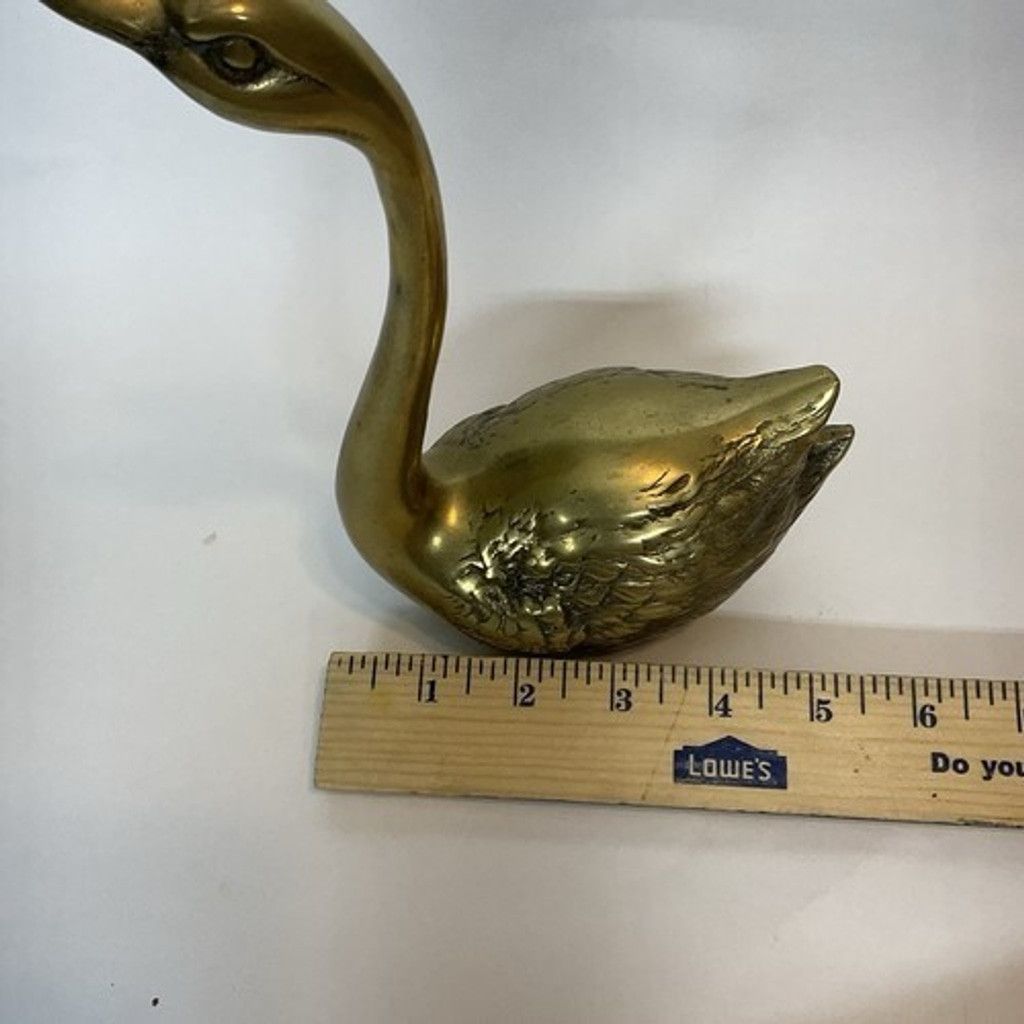 The Unbranded Brand VTG RetroBrass Swan Geese Figurine MCM Mid Century Brid 8" T Size ONE SIZE - 4 Thumbnail