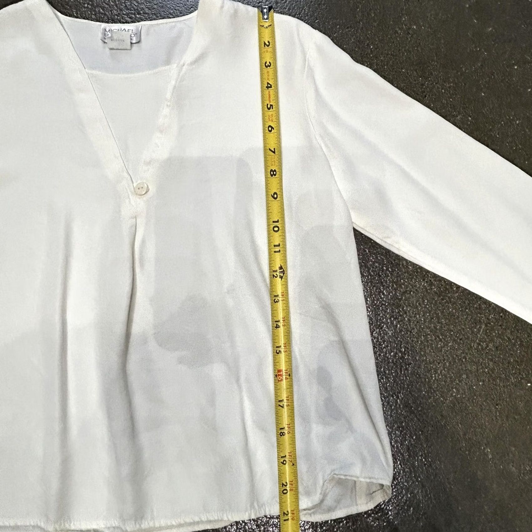 Vintage Michael Bernard Blouse Womens Medium White V Neck Long Sleeve Top Made In USA Size M / US 6-8 / IT 42-44 - 4 Thumbnail