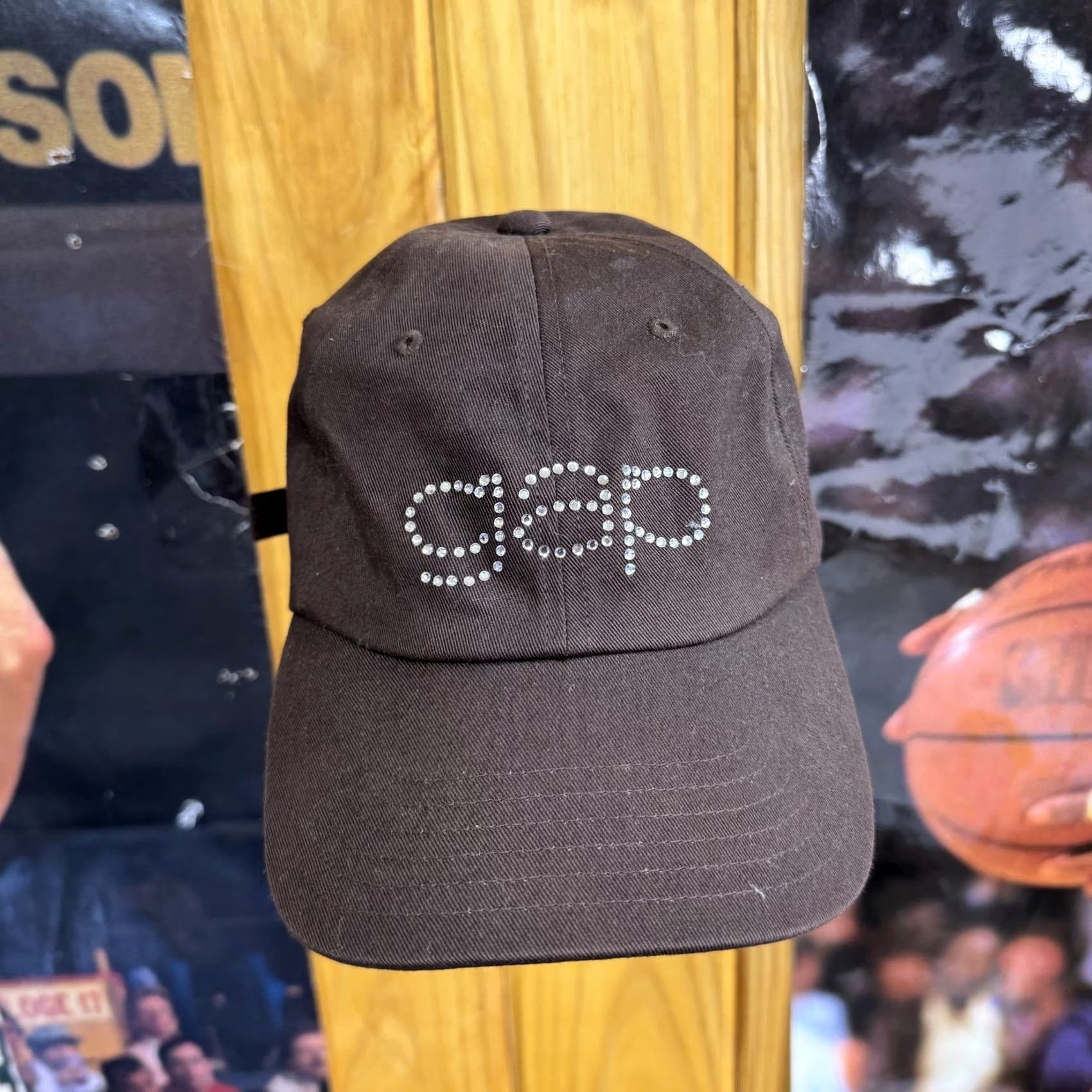 Gap VINTAGE GAP Hat Cap Strap Back S/M Brown Crystal Studded Logo Womens Star Rhinestone Y2K Size ONE SIZE - 2 Thumbnail