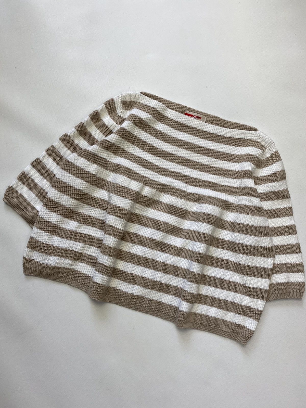 Prada Vintage Rare Women's Prada Mesh Knit Beige Top Sweater Y2k Size M / US 6-8 / IT 42-44 - 2 Thumbnail