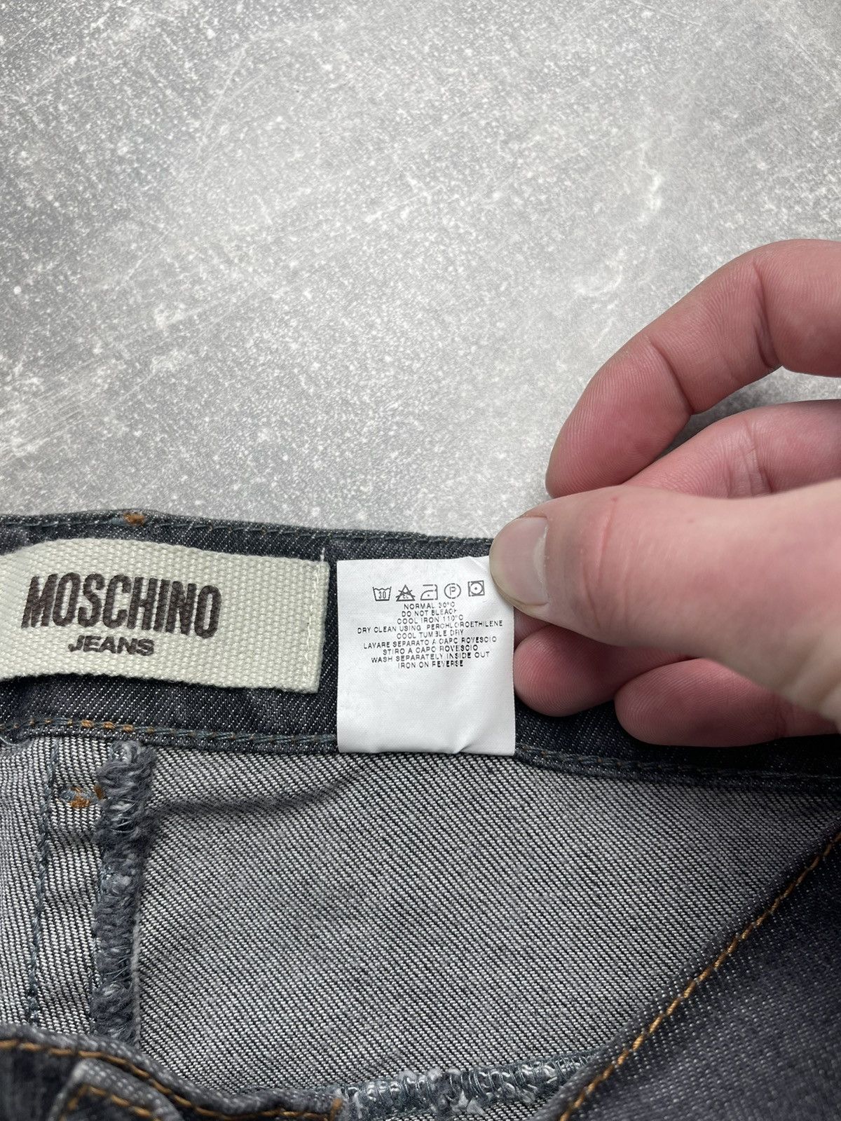 Moschino × Vintage Moschino Vintage 00s Gray Flared Denim Jeans Size 32" / US 10 / IT 46 - 16 Thumbnail