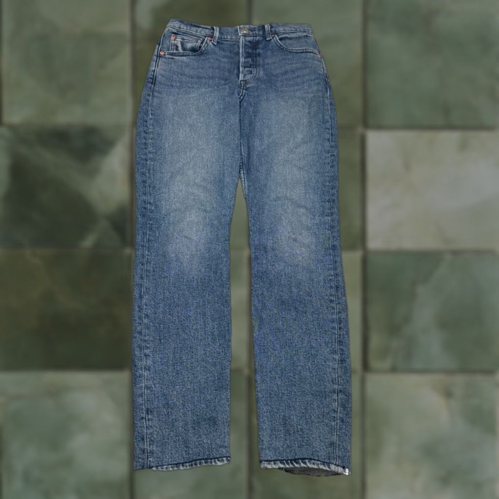 GRLFRND Grlfrnd Karolina High Rise Slim Fit Button Fly Denim Jeans Adult Size 26 Blue Cropped Denim Retro Womens Size 26" / US 2 / IT 38 - 1 Thumbnail