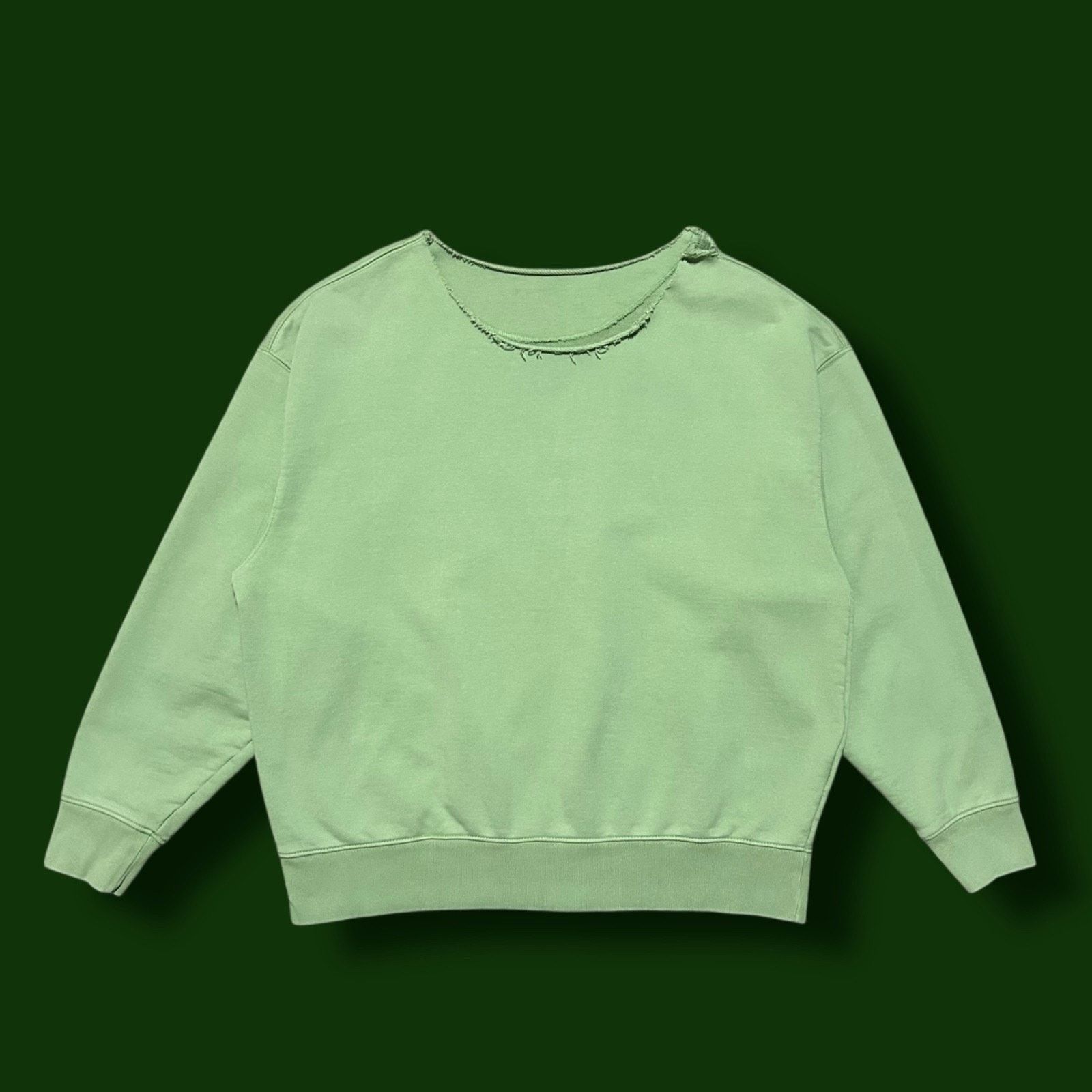 Vintage Thrashed Sweatshirt Pullover Heavy Cotton Faded Green y2k Size ONE SIZE - 1 Thumbnail