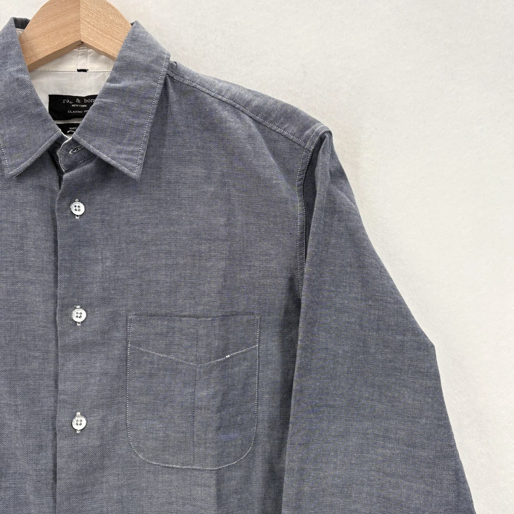 Rag & Bone VINTAGE only if applicable — Rag & Bone Shirt Mens XS Blue Chambray Classic Fit Long Sleeve Button Casual Size US XS / EU 42 / 0 - 2 Thumbnail
