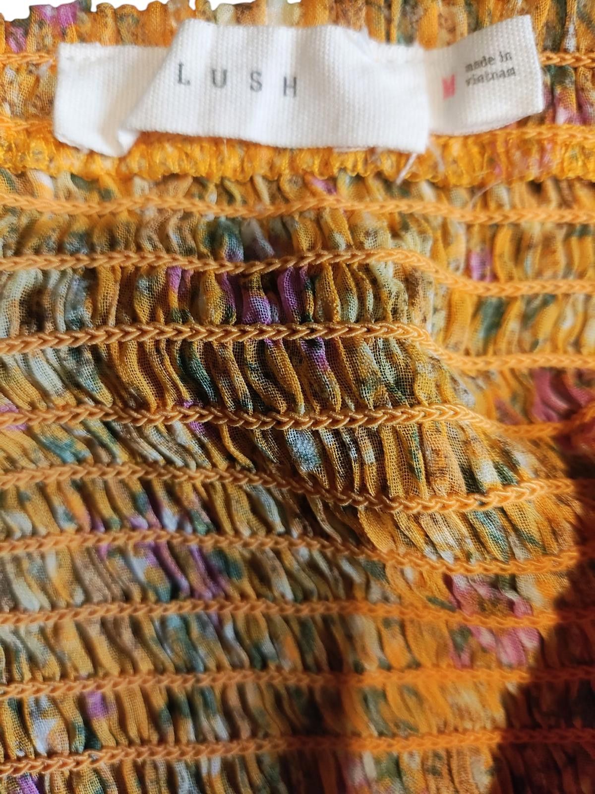 Luchiano Visconti Lush Yellow Floral Wrap Crop Top with Puff Sleeves Size M / US 6-8 / IT 42-44 - 6 Thumbnail