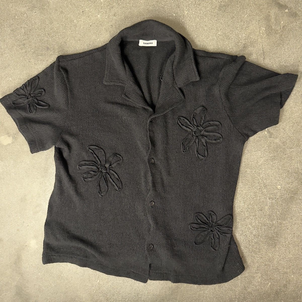Sandro Sandro Mesh Flower Shirt Black Size US M / EU 48-50 / 2 - 1 Thumbnail