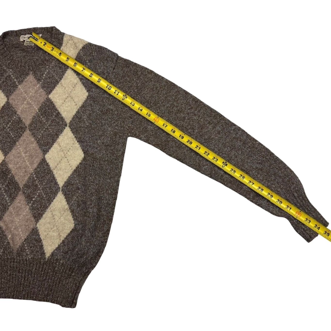 VINTAGE Gap Men's Wool Blend Argyle V-Neck Sweater Brown/Beige