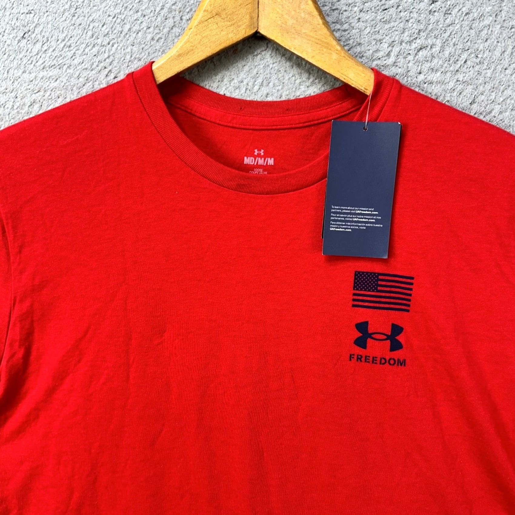 Under Armour Under Armour Crew Neck T-Shirt Graphic Print FreedoM Red USA Flag Men’s Medium Distinctive Logo Casual Shirt Size US M / EU 48-50 / 2 - 7 Thumbnail