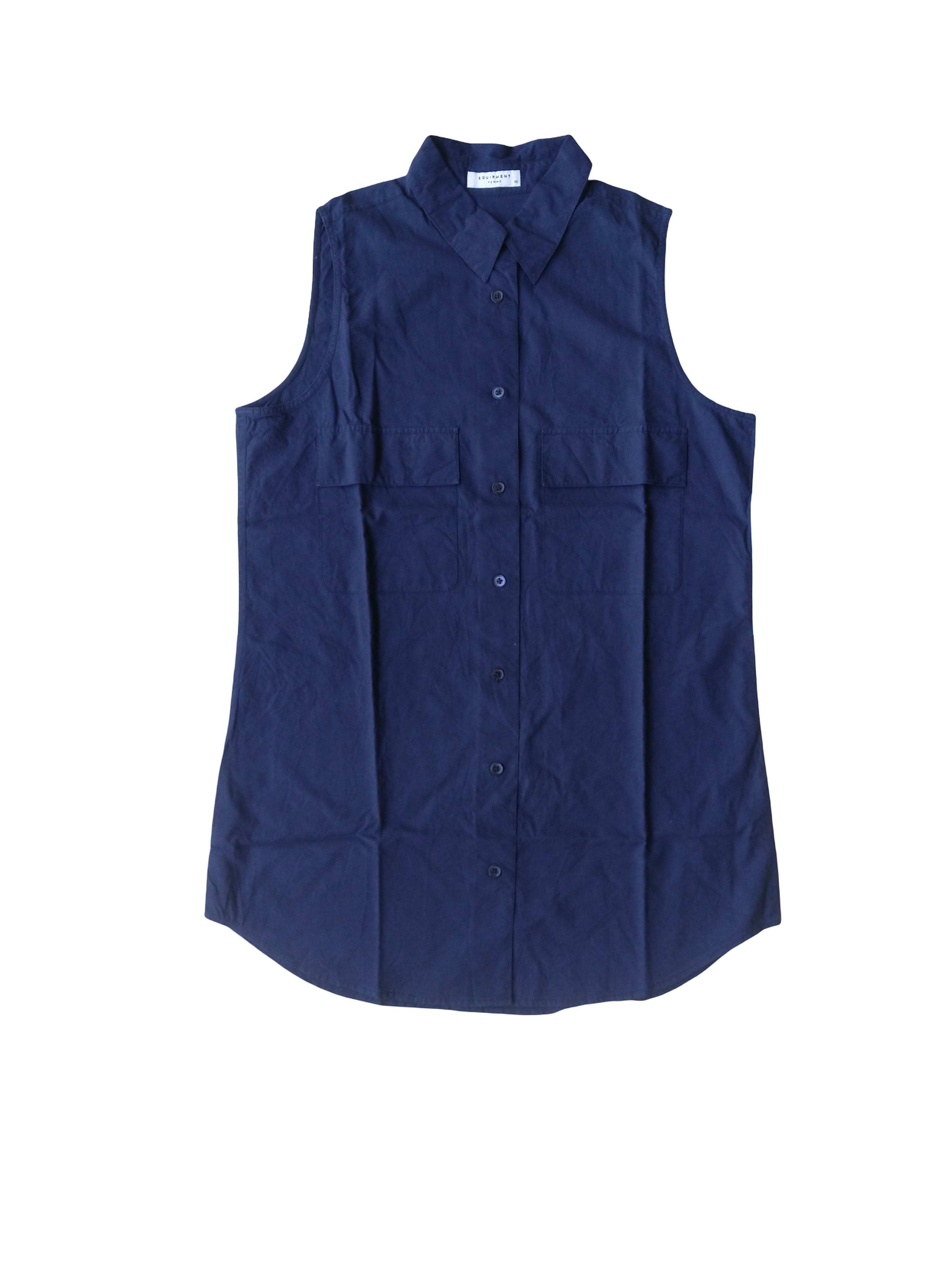 Equipment Equipment Femme Sleeveless Button Shirt Navy Utility Blouse Size XS / US 0-2 / IT 36-38 - 1 Thumbnail