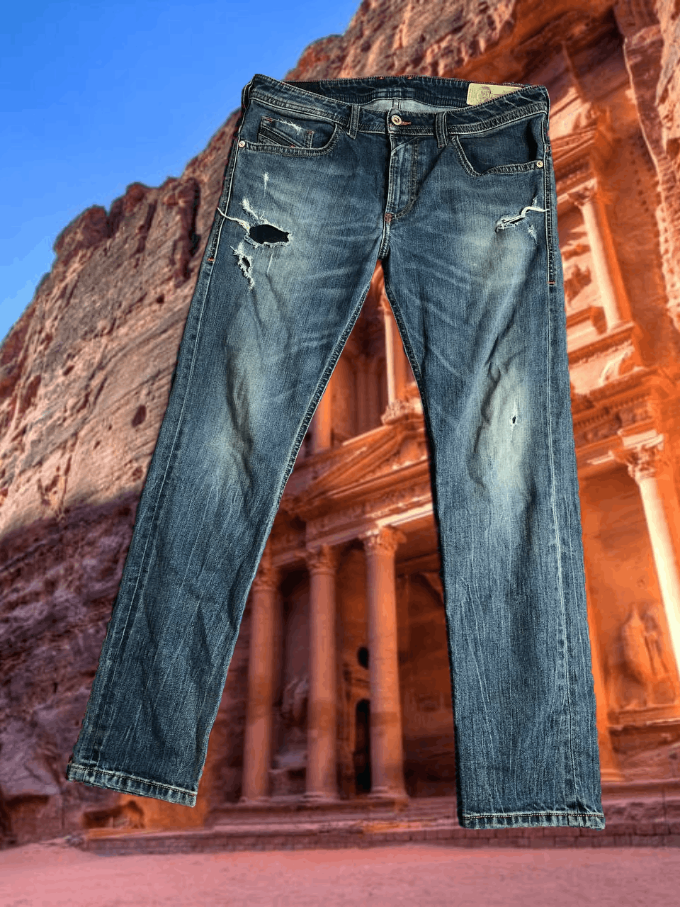Diesel Distressed Jeans DIESEL THOMMER slim-skinny Vintage Y2K Size US 33 - 1 Thumbnail