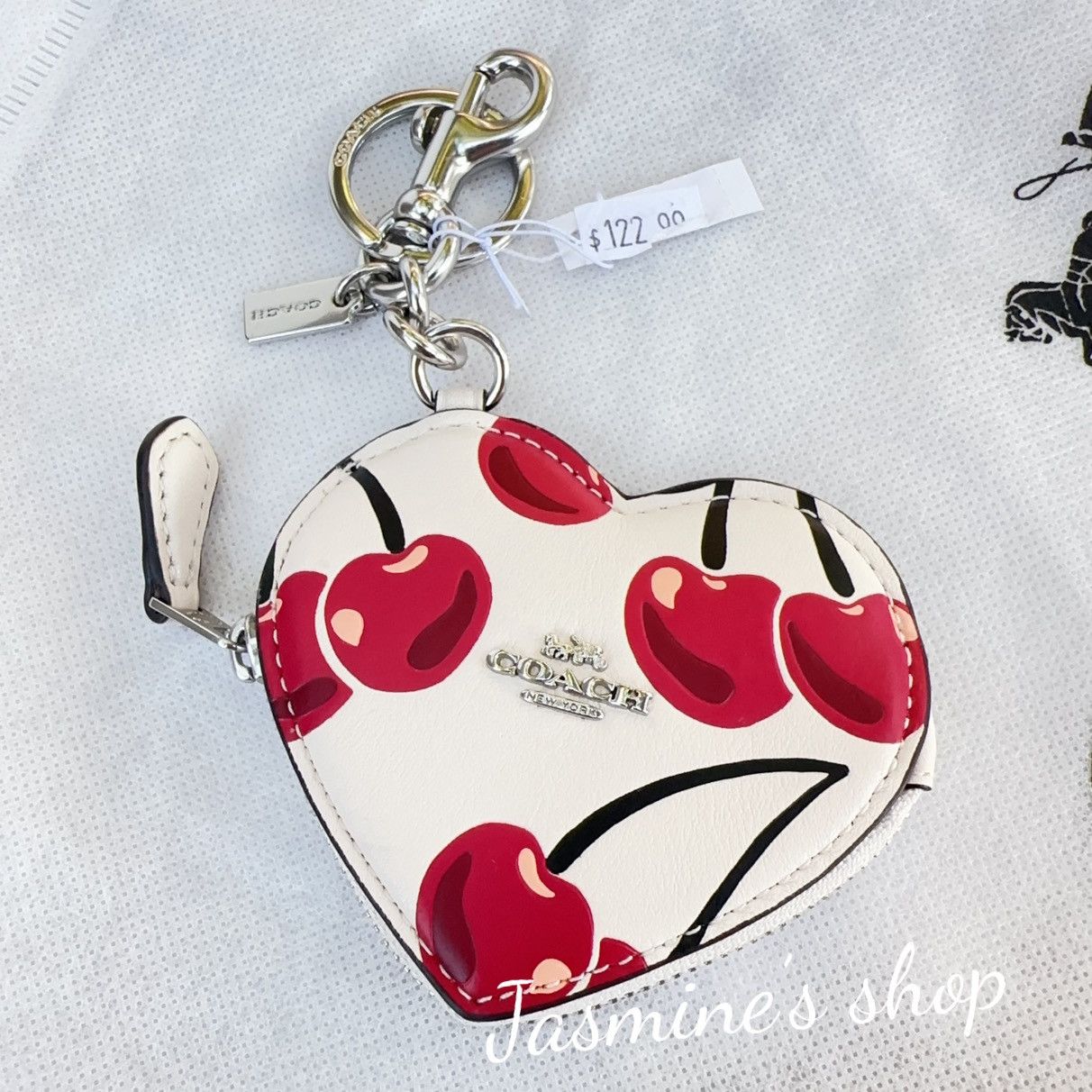 Coach NWT Coach CZ091 Coin Pouch Bag Charm With Cherry Print Size ONE SIZE - 1 Thumbnail