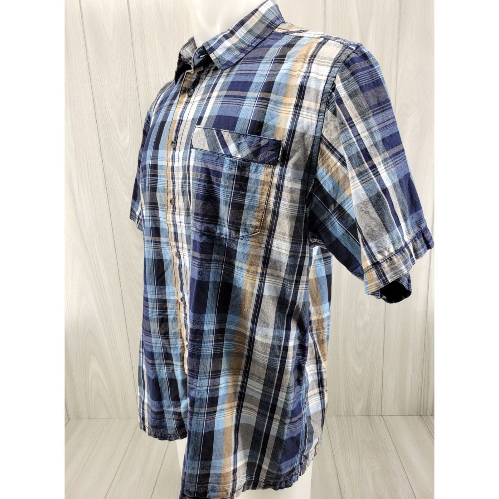 KAVU KAVU Men’s XL Short Sleeve Plaid Pocket Shirt Blue Size US XL / EU 56 / 4 - 2 Thumbnail
