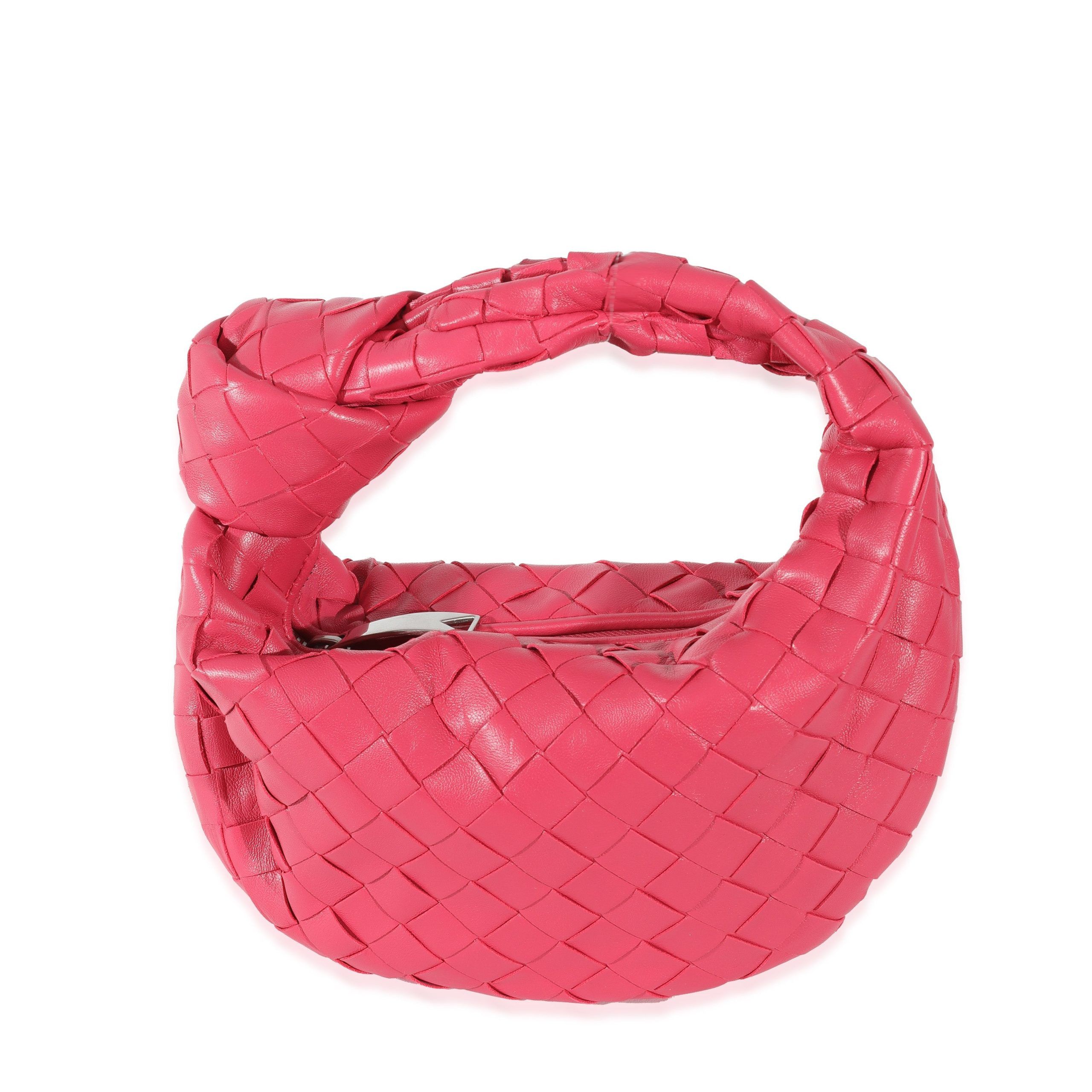 image of Bottega Veneta Cranberry Intrecciato Lambskin Mini Jodie in Red, Women's