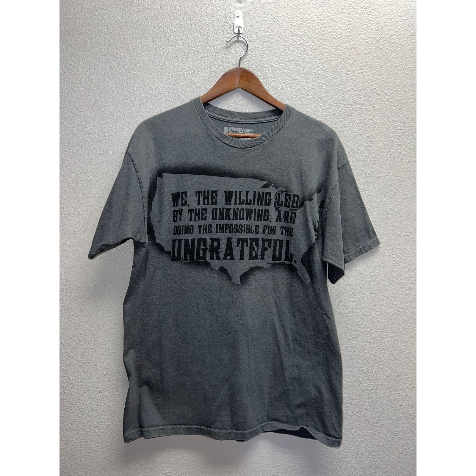 Vintage Ranger Up Shirt Qualified Ungrateful American Soldier Army L Size US L / EU 52-54 / 3 - 1 Thumbnail