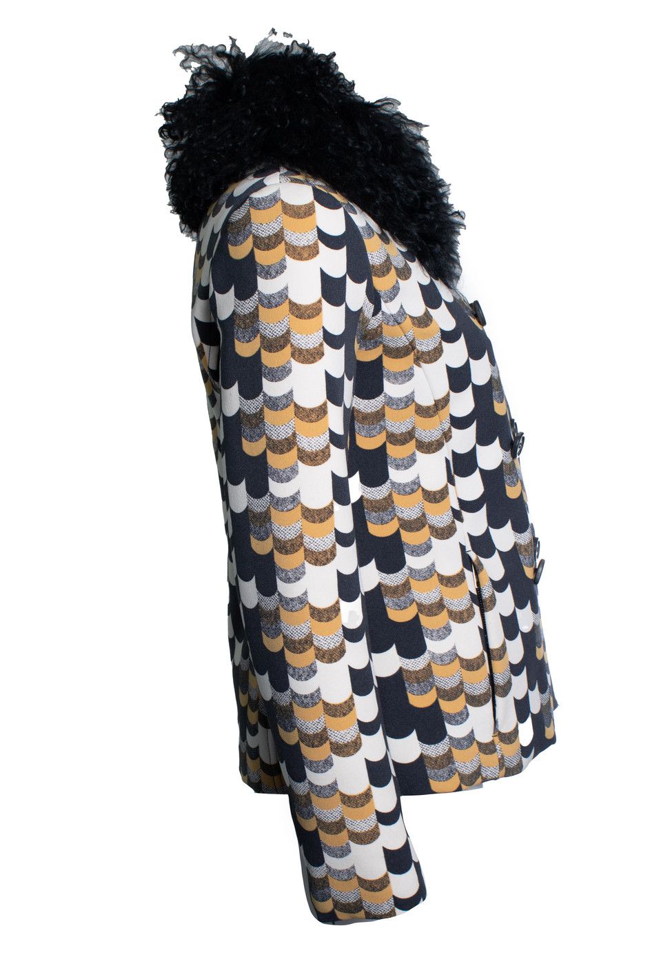Prada Prada F/W 2014 Short yellow & black afghan coat Size S / US 4 / IT 40 - 4 Thumbnail