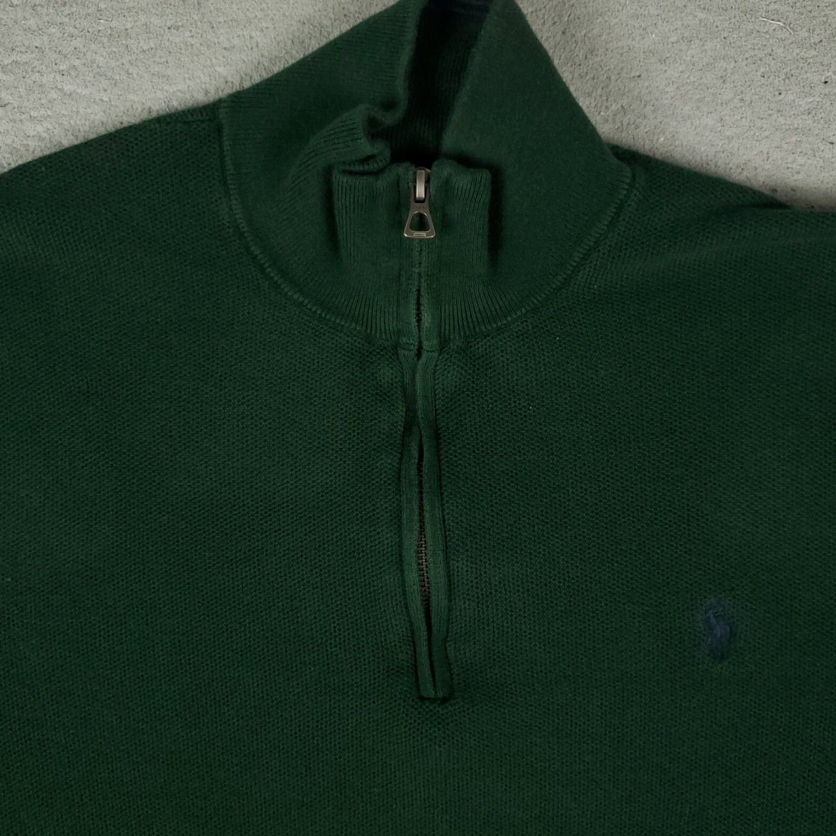 Ralph Lauren Ralph Lauren Mens Green Pony Sweater XL Extra Large 1/4 Zip Pullover Size US XL / EU 56 / 4 - 2 Thumbnail