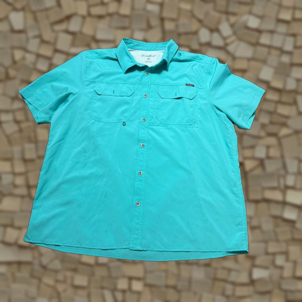 Eddie Bauer Eddie Bauer Shirt Men's XL Green Button Up Short Sleeve Front Pockets Size US XL / EU 56 / 4 - 1 Thumbnail