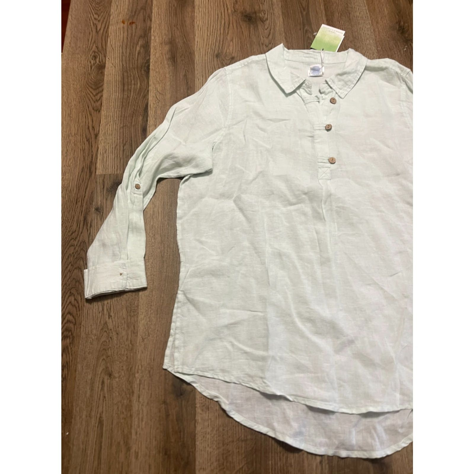 Vintage Sigrid Olsen Blouse Womens Size L White 1/4 Buttons Long Sleeve NWT Regular Fit Casual Shirt Womens Size L / US 10 / IT 46 - 3 Thumbnail