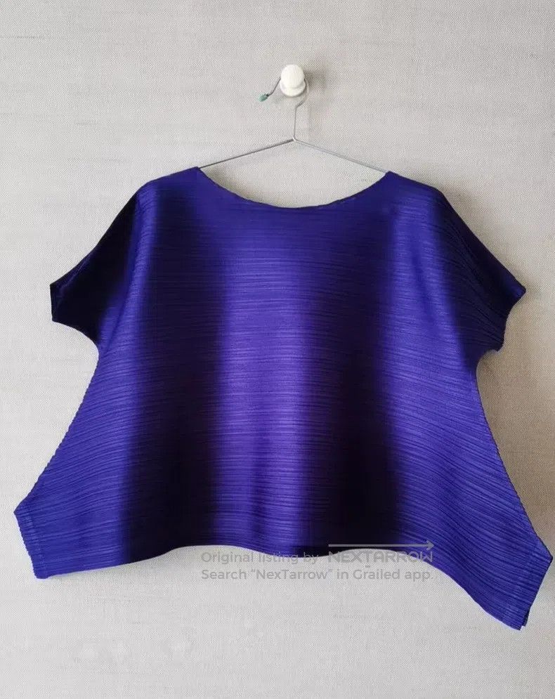 Issey Miyake Issey Miyake Grape Purple Stripe Short Sleeve Top Size L / US 10 / IT 46 - 1 Thumbnail