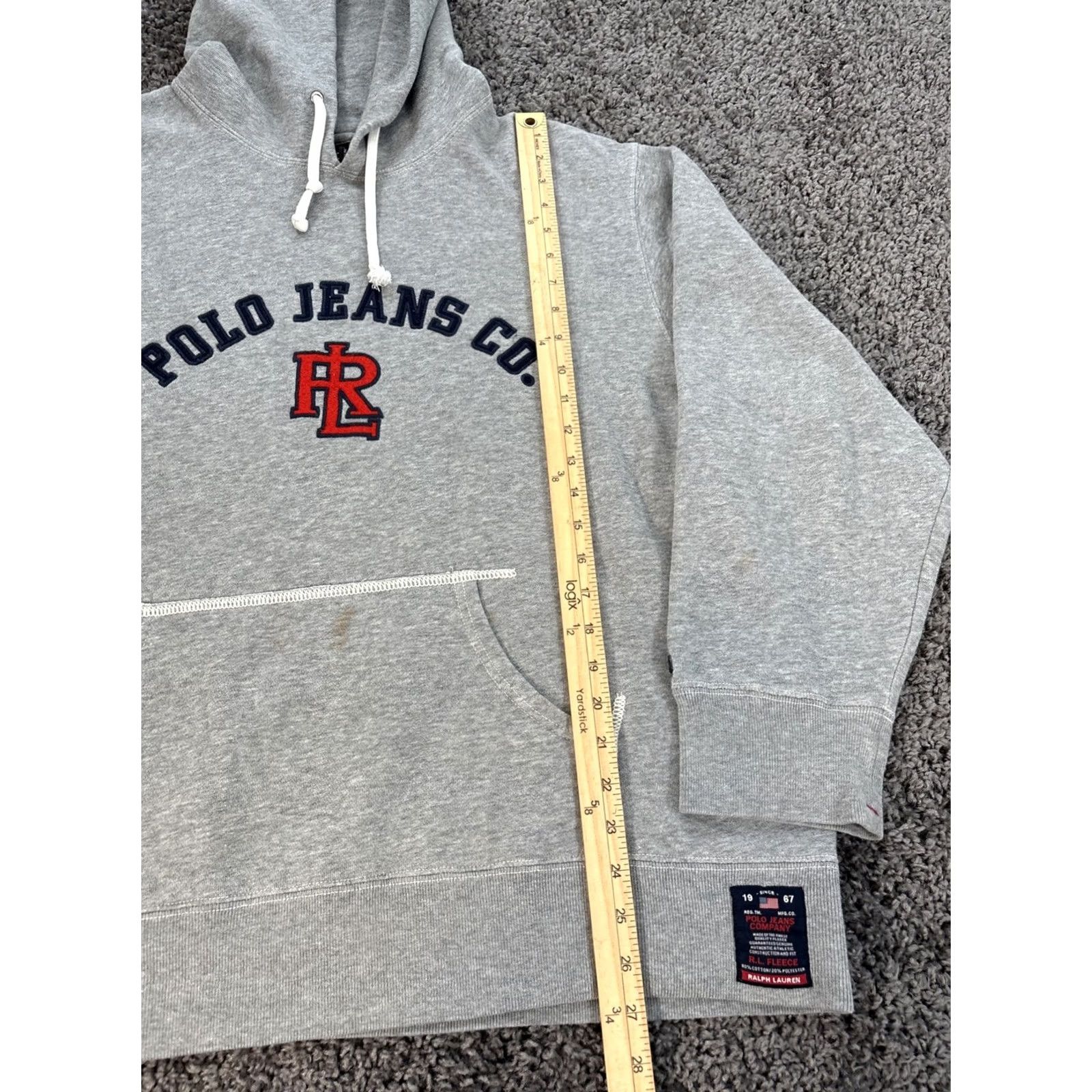 Vintage VINTAGE Polo Jeans Hoodie Mens XL Spell Out Embroidered Gray 90s Grunge Size US XL / EU 56 / 4 - 2 Thumbnail