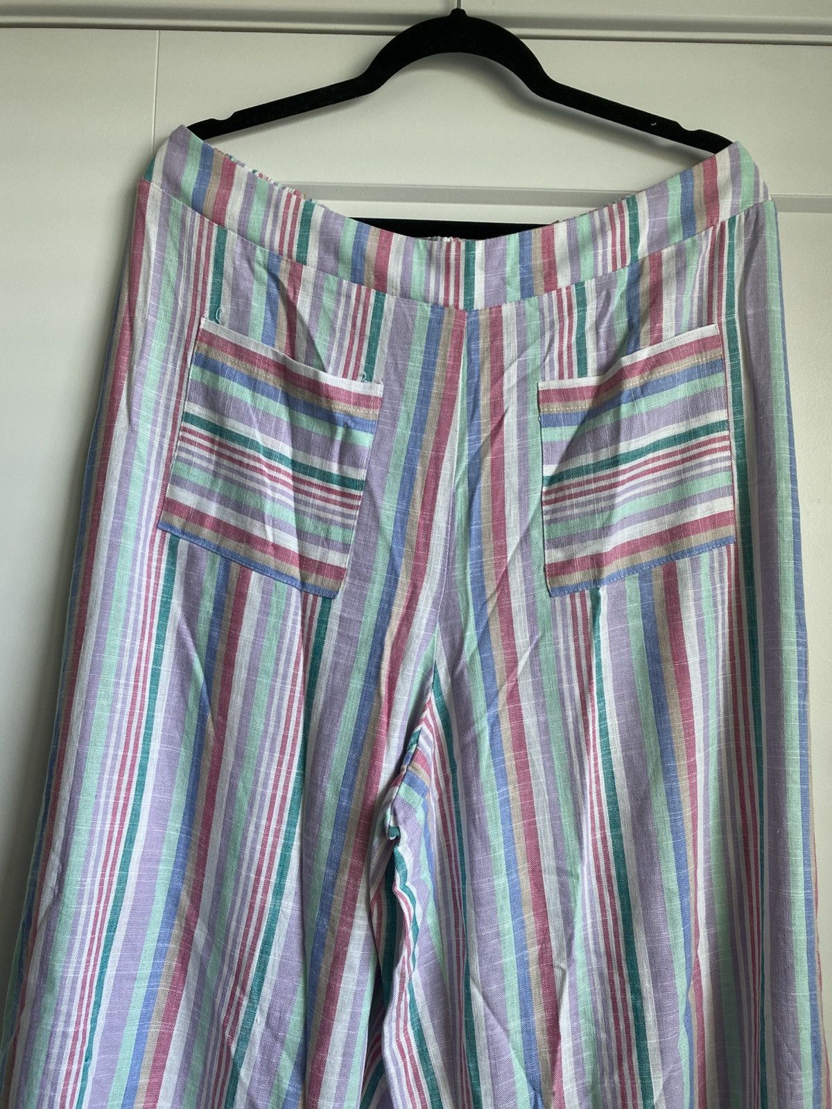 Other Ashley Stewart Wide Leg High Flowy Stripped Linen Pants NWT Size 38" / US 16 / IT 52 - 4 Thumbnail