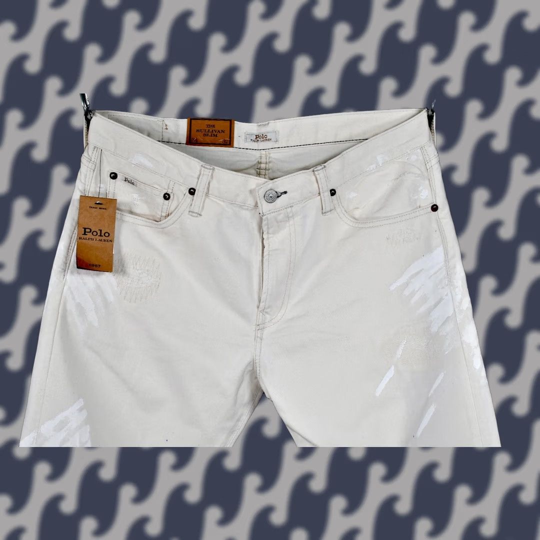 Polo Ralph Lauren Polo Ralph Lauren Sullivan Slim Distressed White Denim Jeans Mens W34 L32 Size US S / EU 44-46 / 1 - 1 Thumbnail